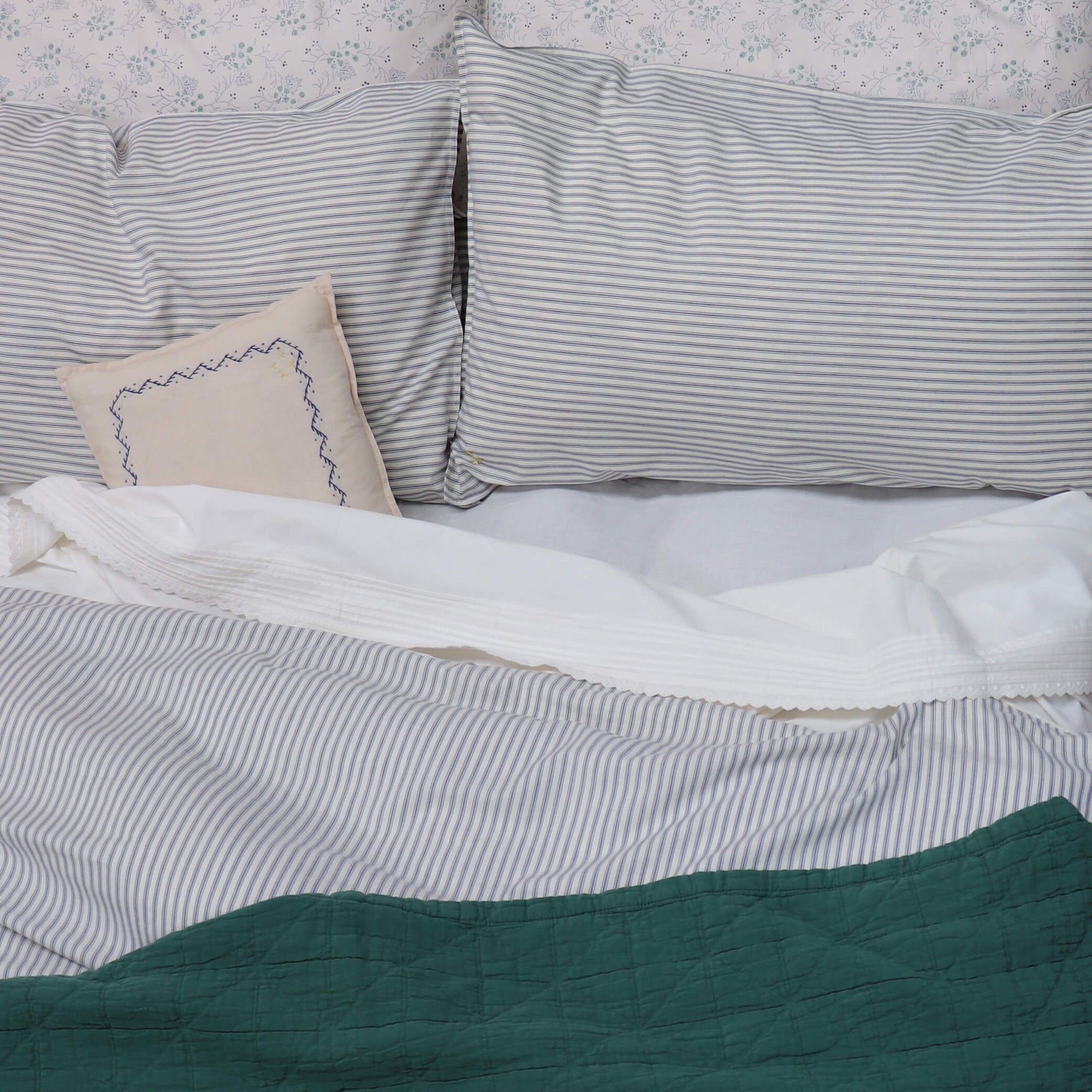 Blue Ticking Stripe Duvet Cover – Camomile London