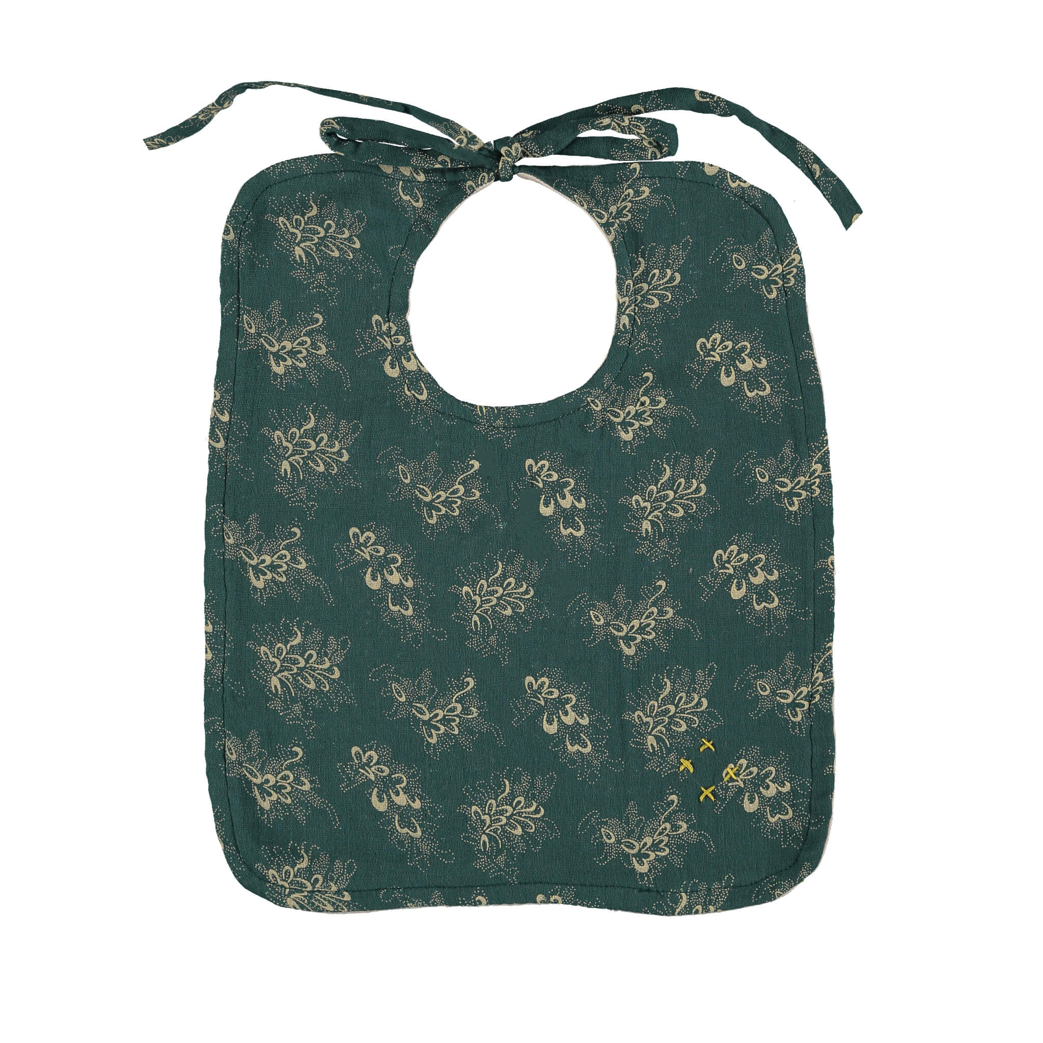 Celia Forest Green Set of 2 Reversible Muslin Bibs