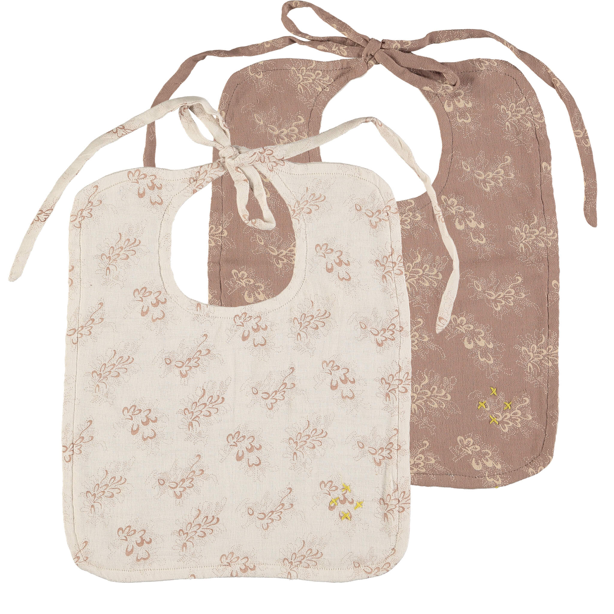 Celia Mink Set of 2 Reversible Muslin Bibs