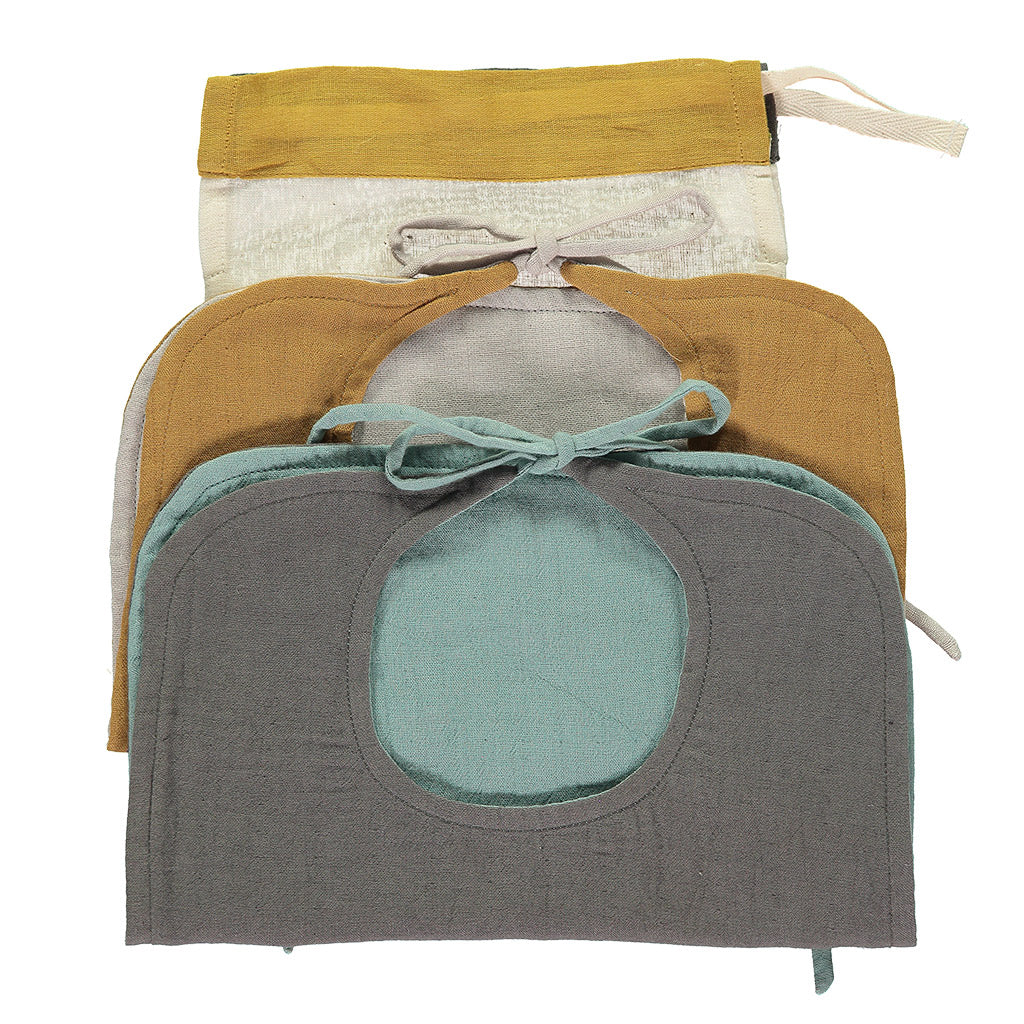 Set of 2 Reversible Muslin Bibs - Ochre/ Ash