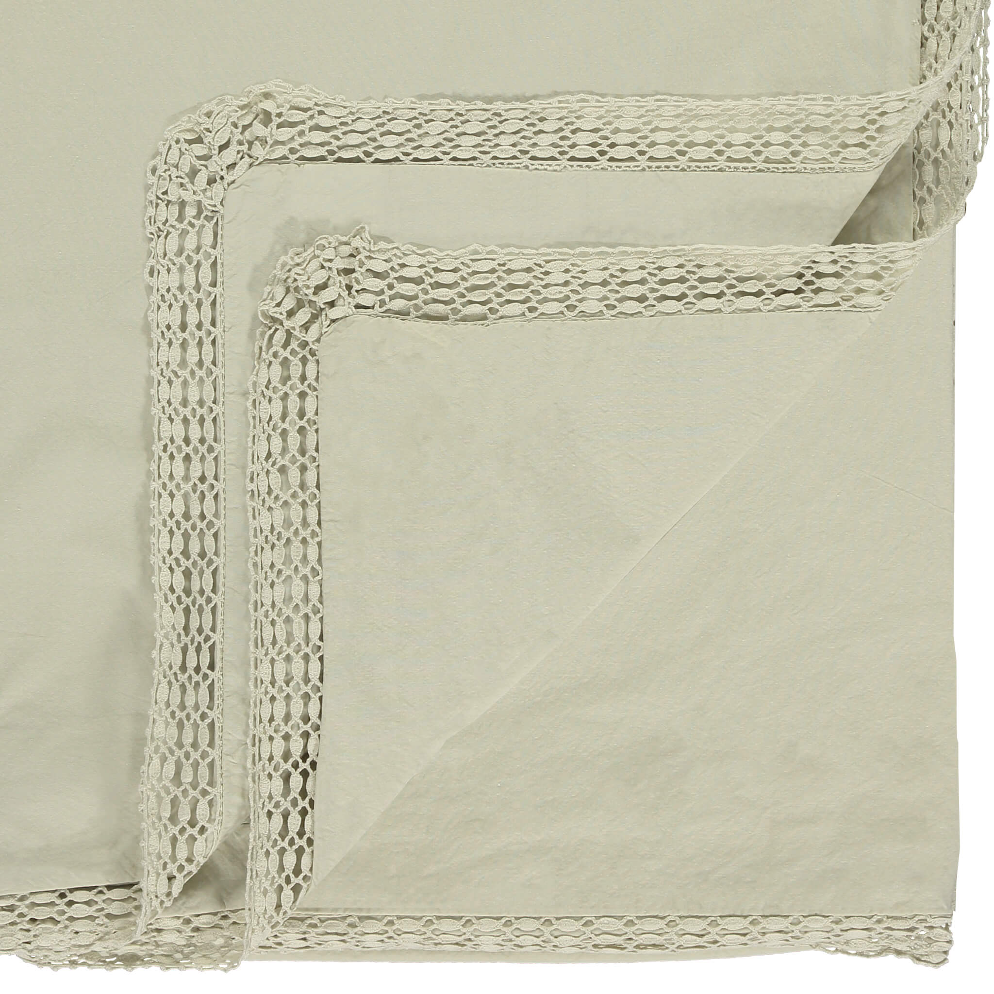 Organic Cotton Percale Lace Celery Duvet Cover