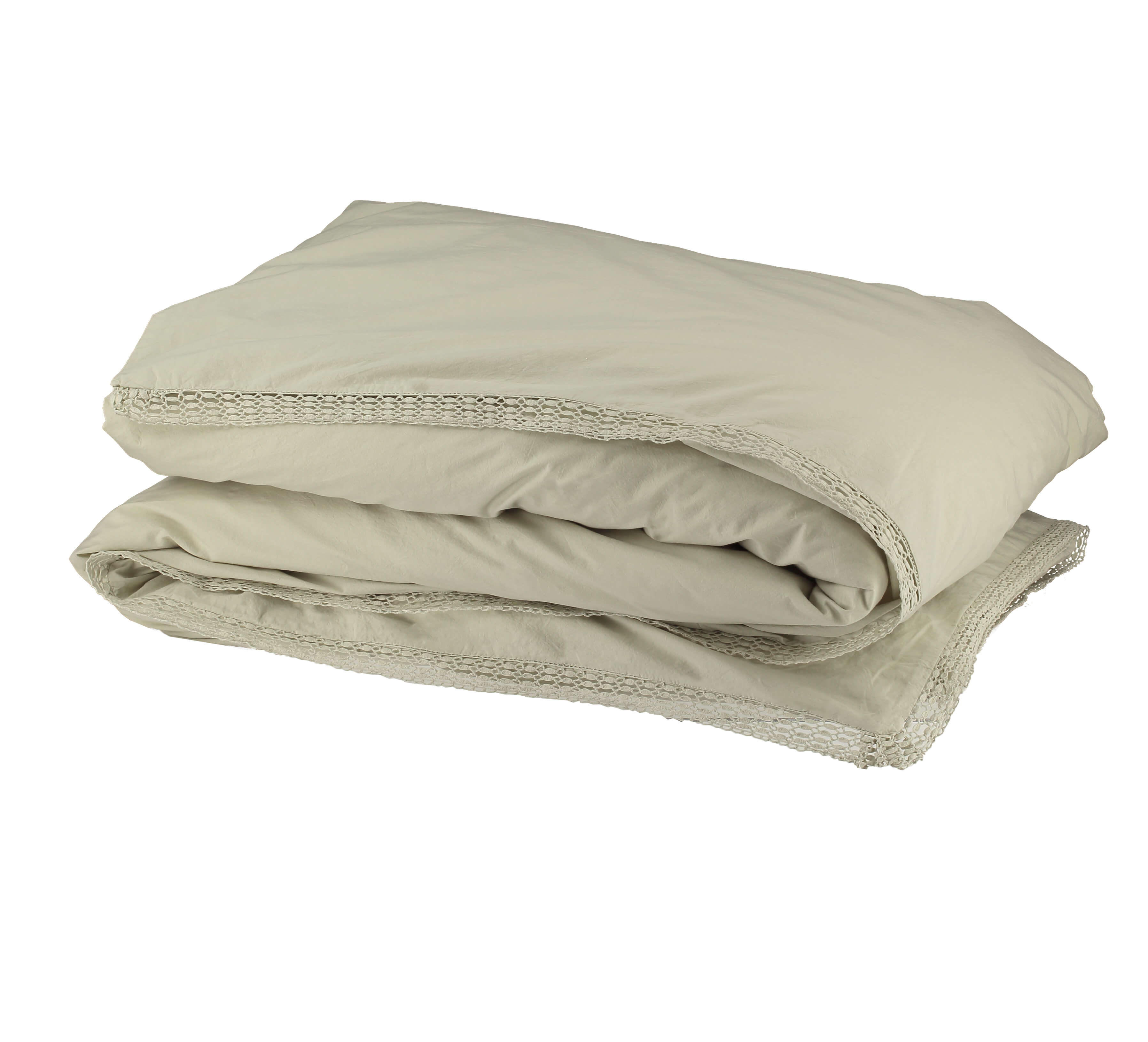 Organic Cotton Percale Lace Celery Duvet Cover