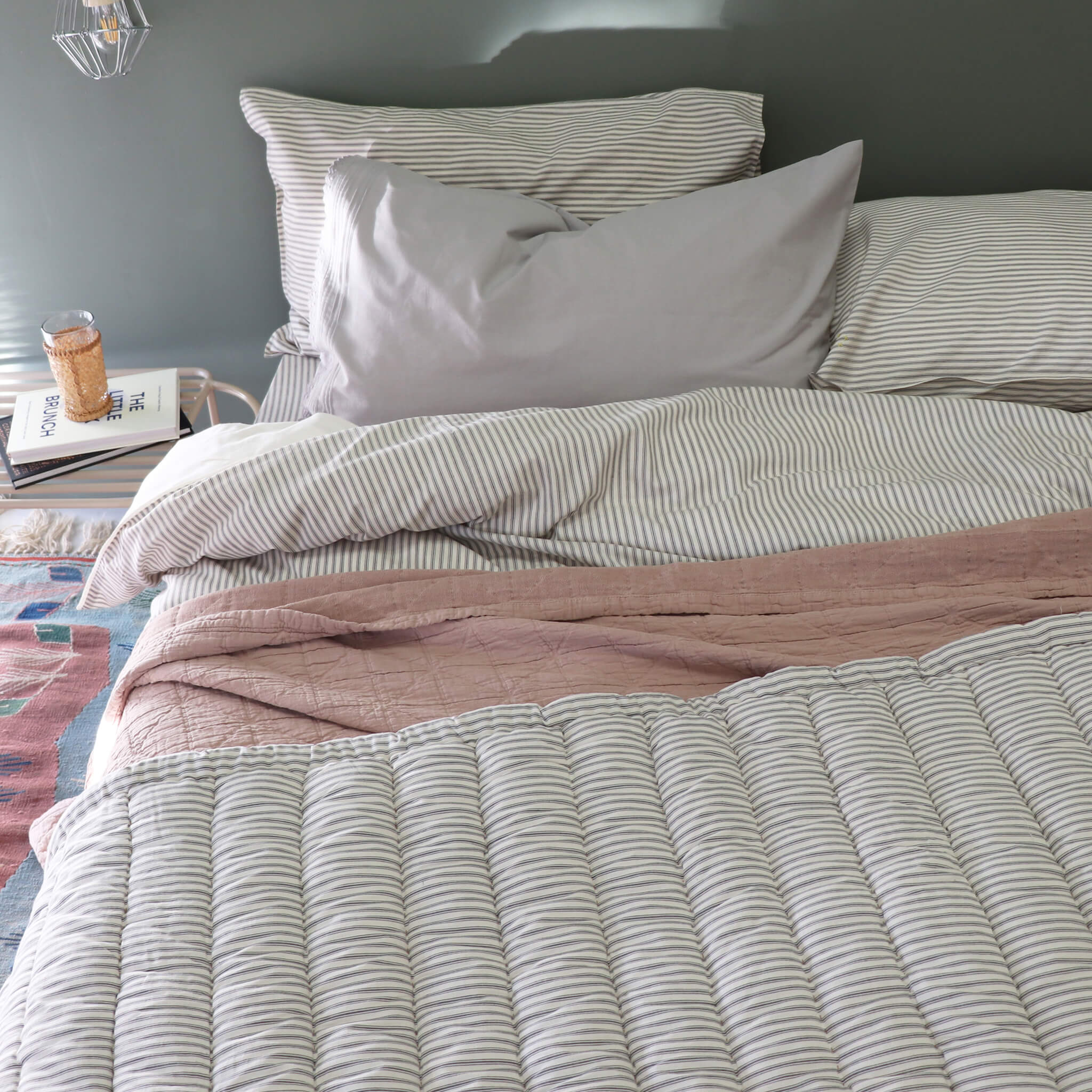 Charcoal Ticking Stripe Duvet Cover