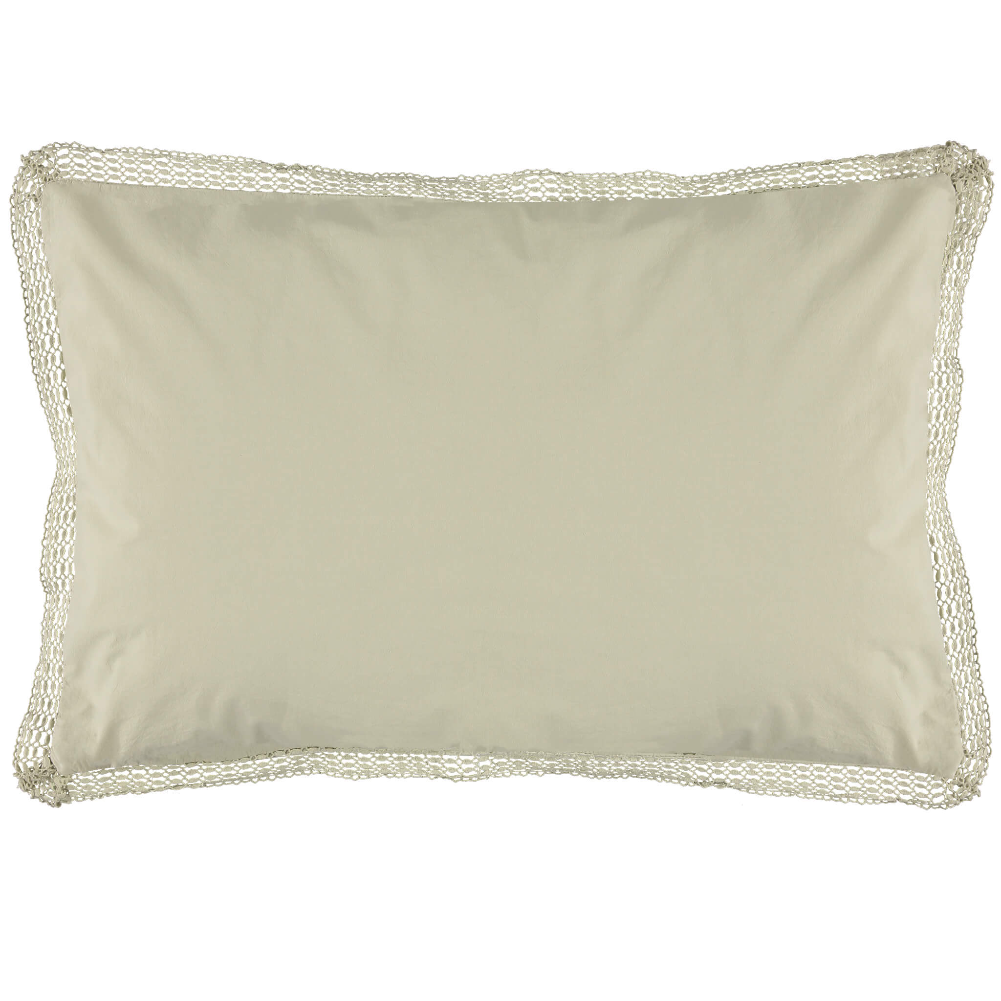 Organic Cotton Percale Celery Lace Oxford Pillowcase