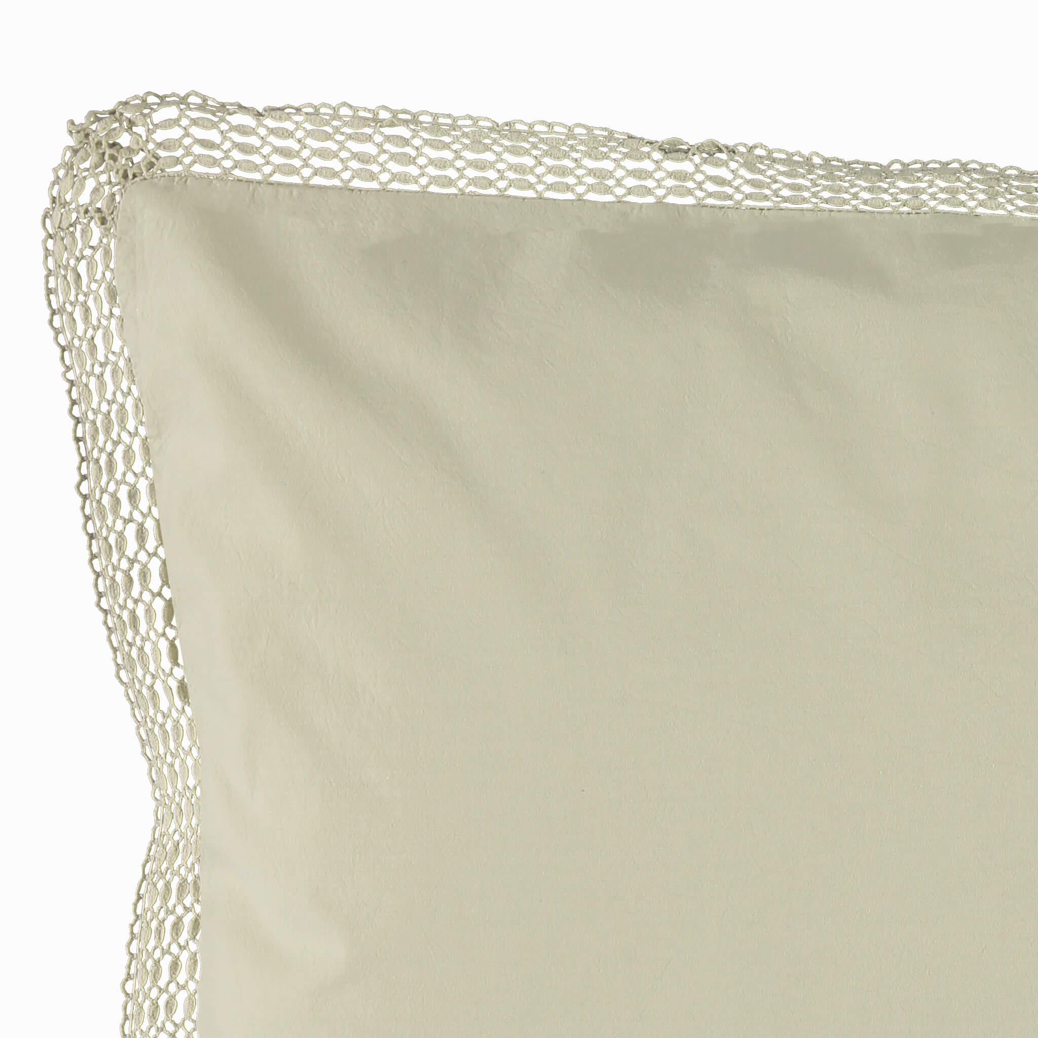 Organic Cotton Percale Celery Lace Oxford Pillowcase