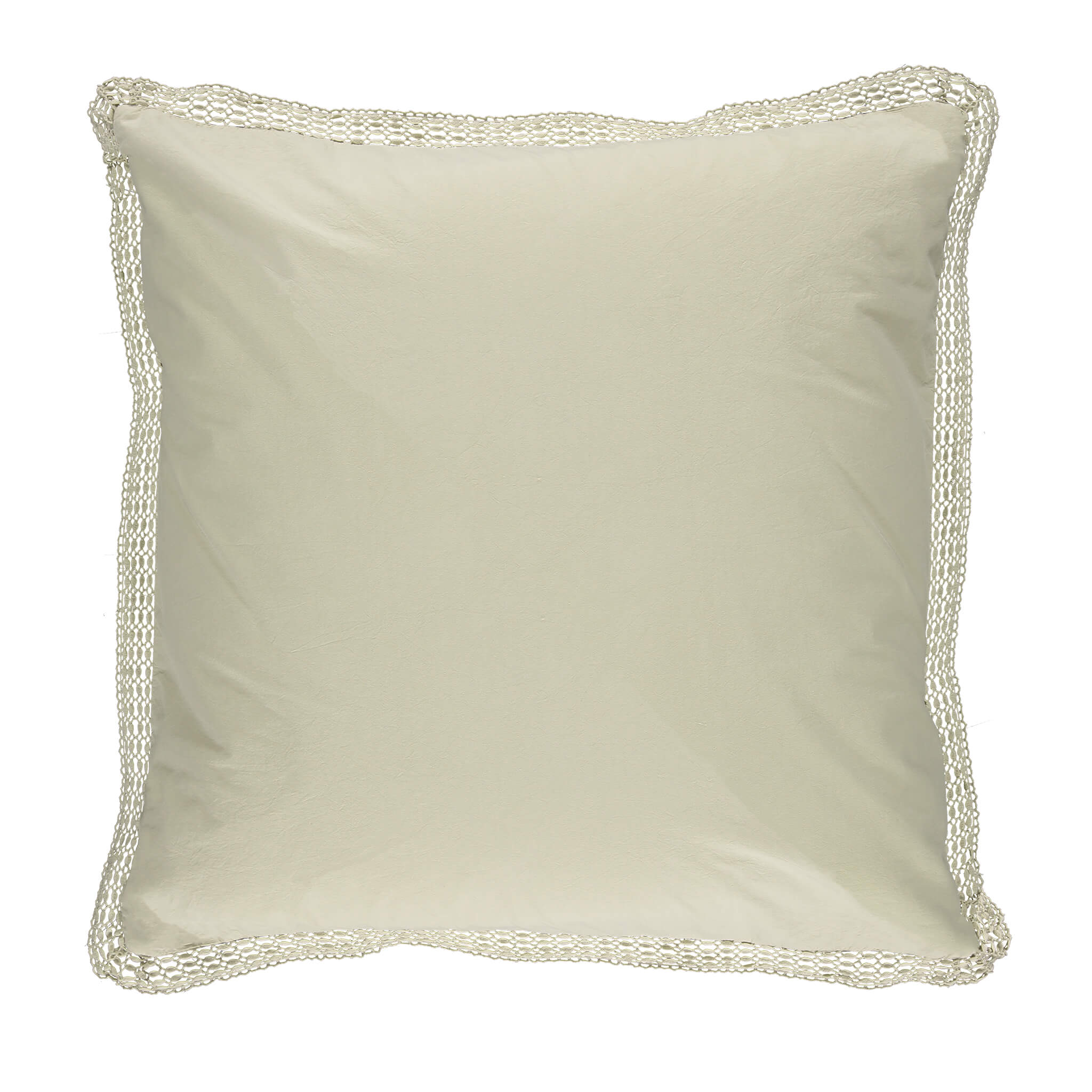 Organic Cotton Percale Celery Lace Oxford Pillowcase