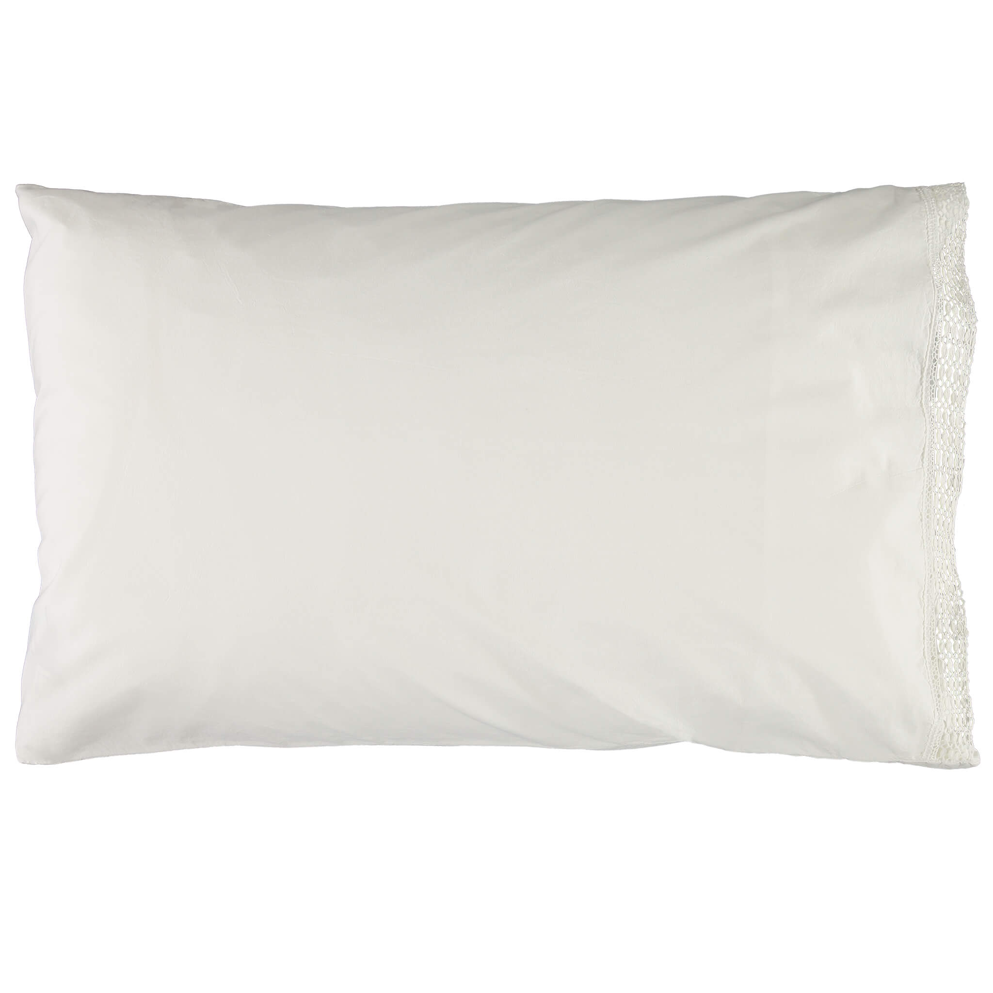 Organic Cotton Percale Ivory Lace Edge Pillowcase