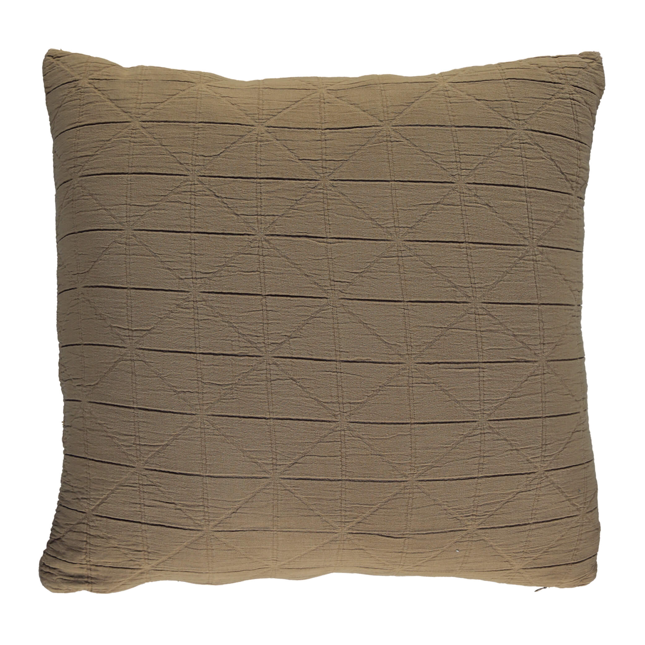 Diamond Soft Cotton Pillow Cover - Khaki