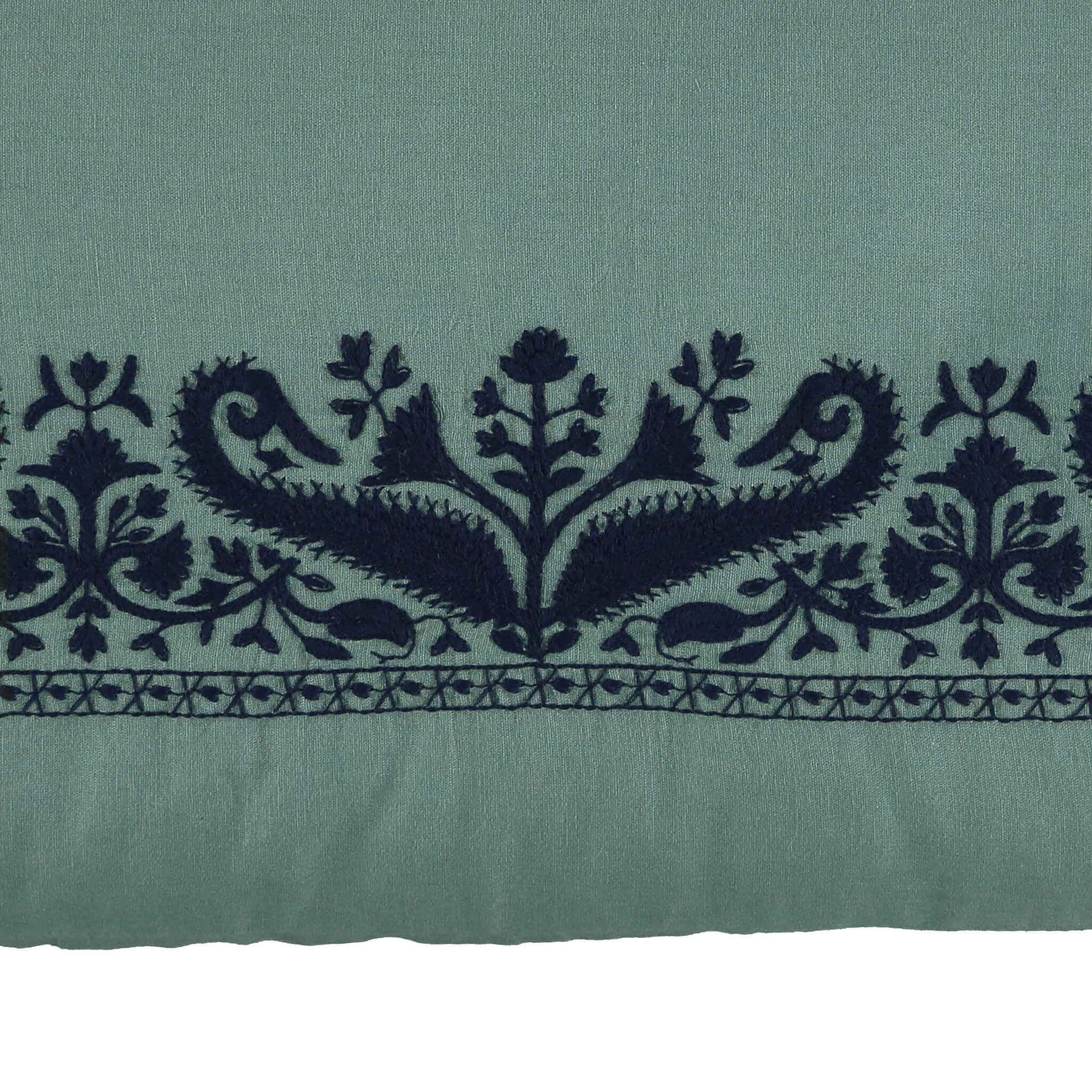 Teal Paisley Embroidered Bolster Cushion Cover