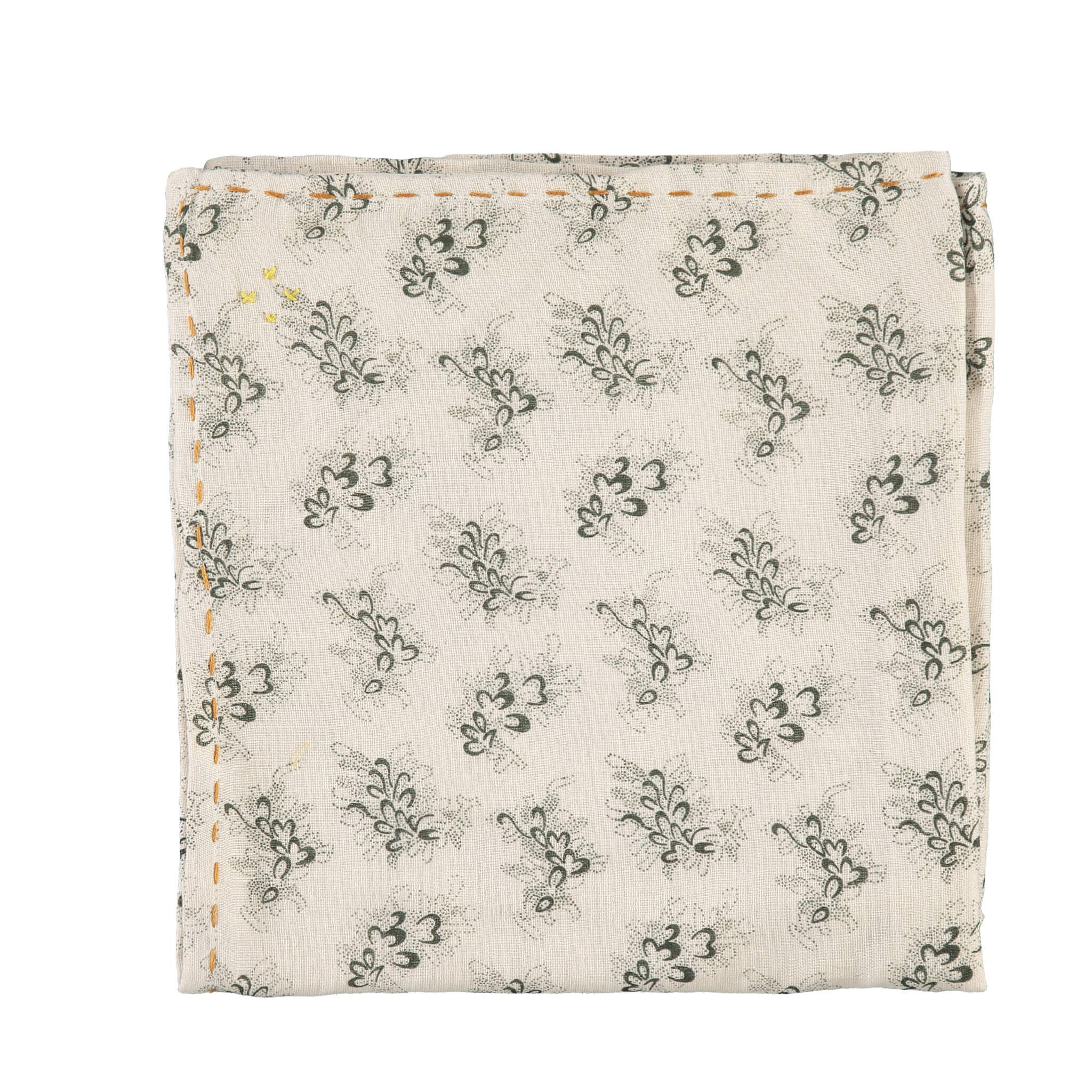 Single Layer Swaddle Blanket - Celia Stone / Forest Green