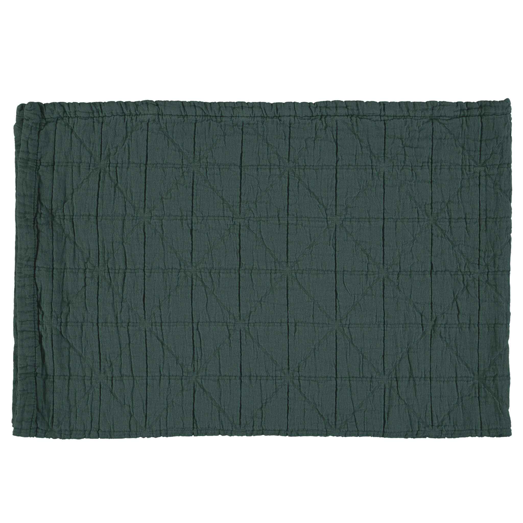 100% organic cotton blanket in dark green, made in Portugal bedding by camomile london