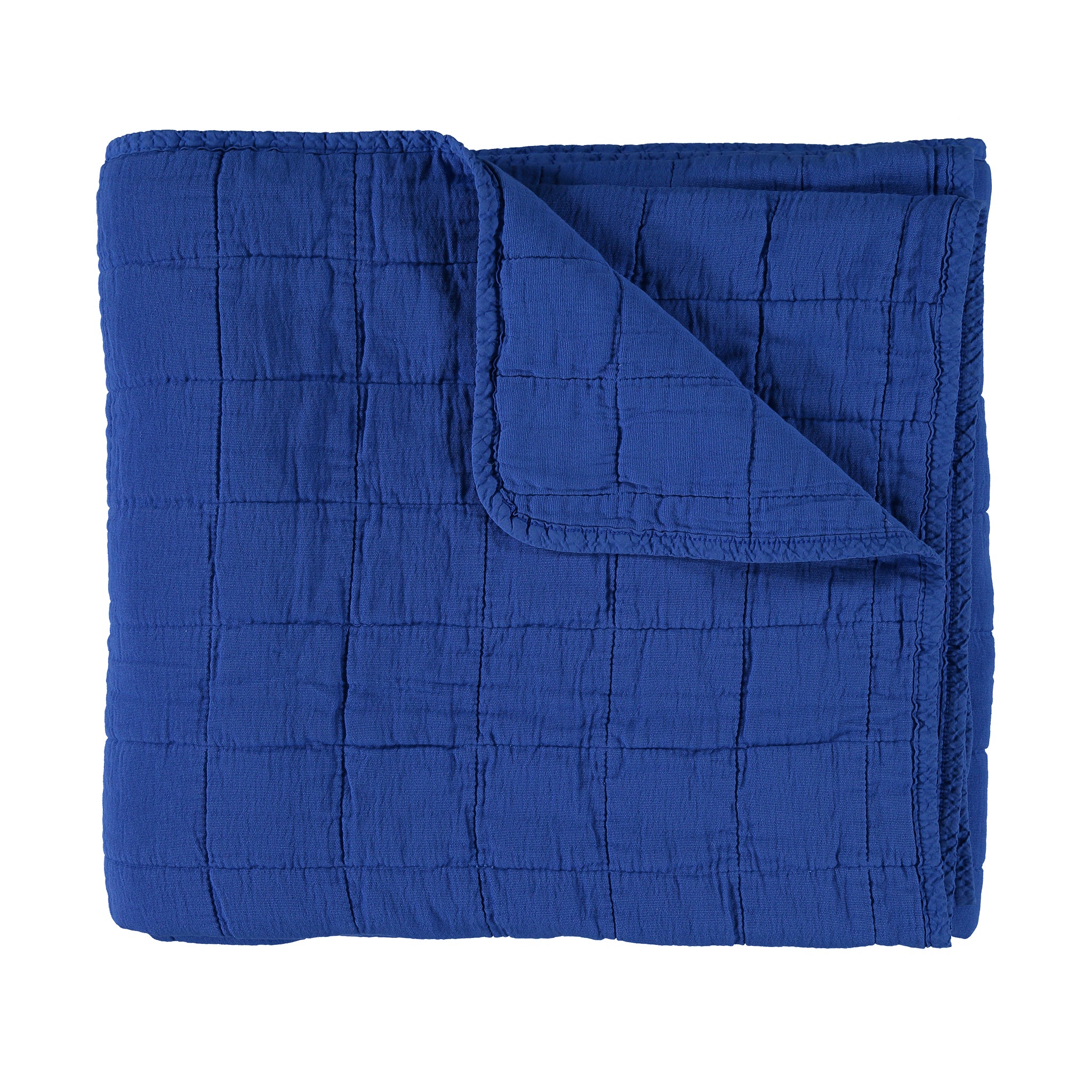 Square Quilted Gauze Blanket - Cobalt Blue