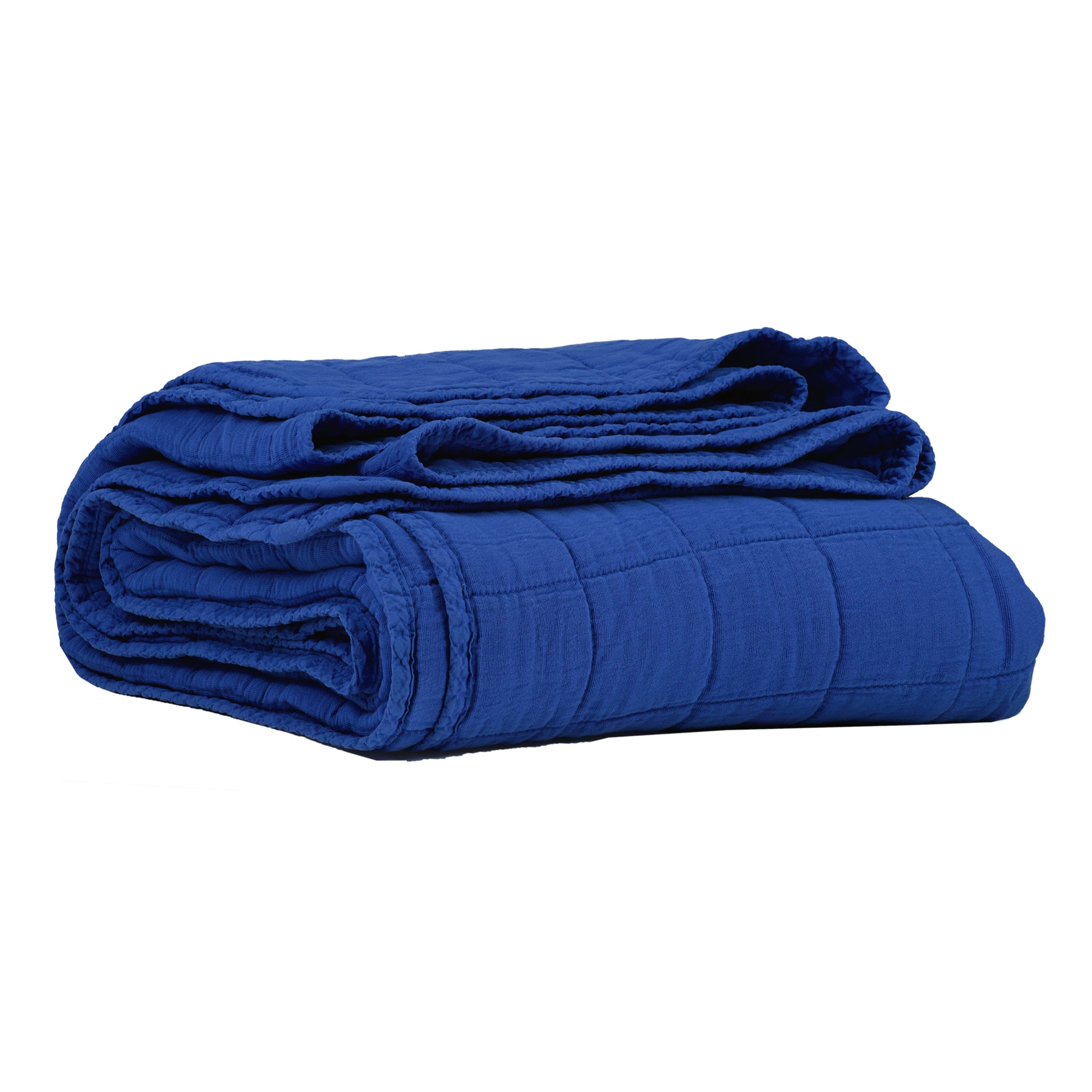 Square Quilted Gauze Blanket - Cobalt Blue