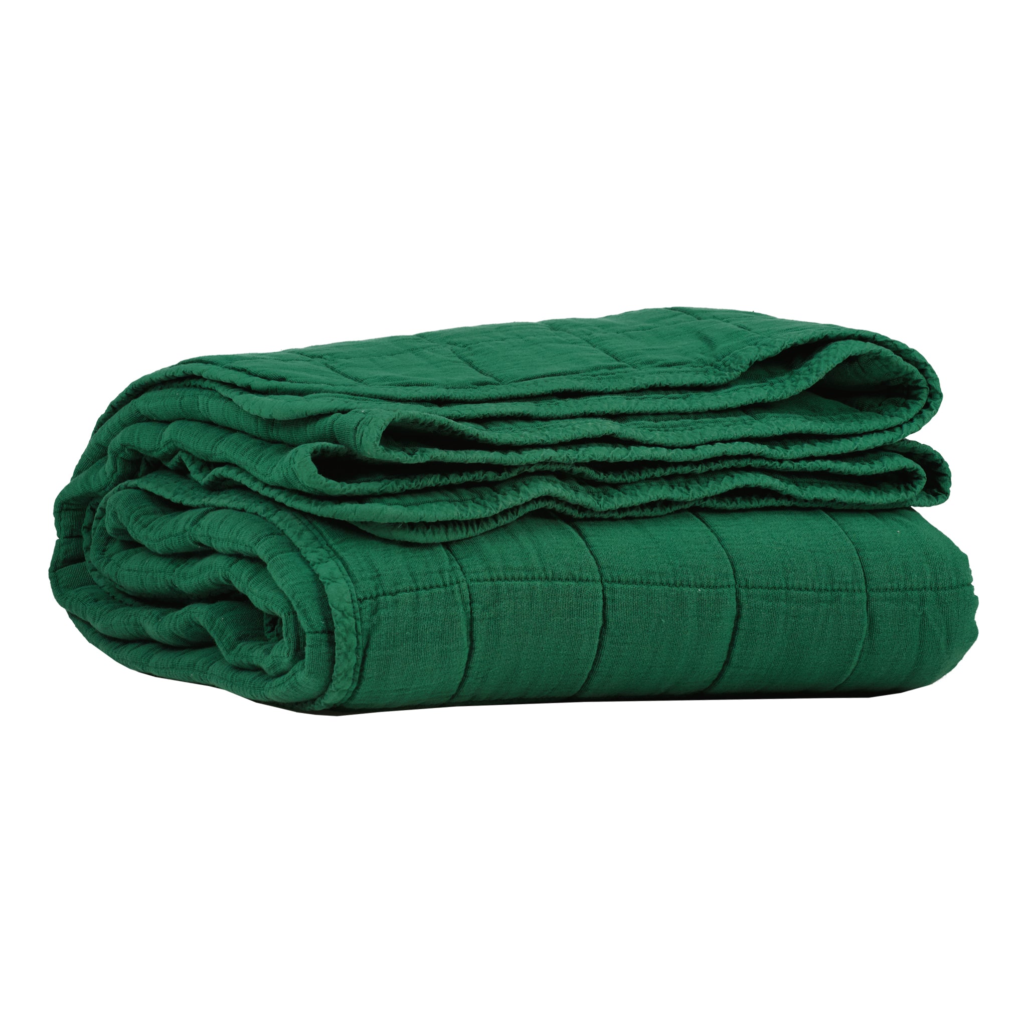 Square Quilted Gauze Blanket - Forest Green