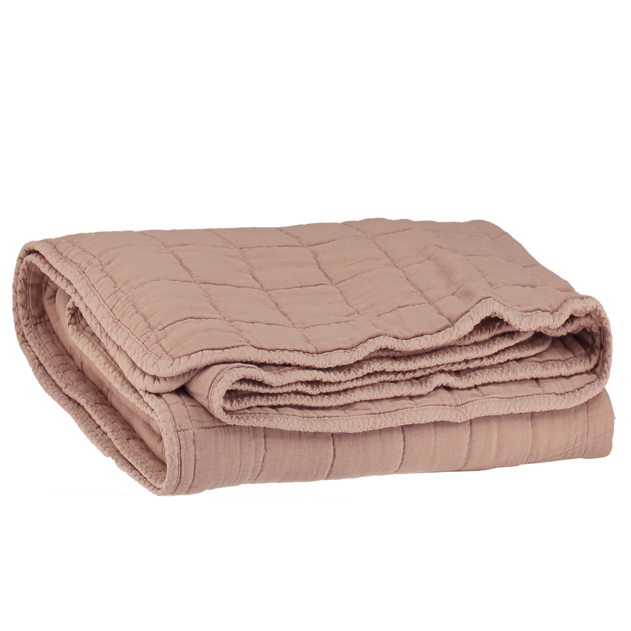 Square Quilted Gauze Blanket - Mink