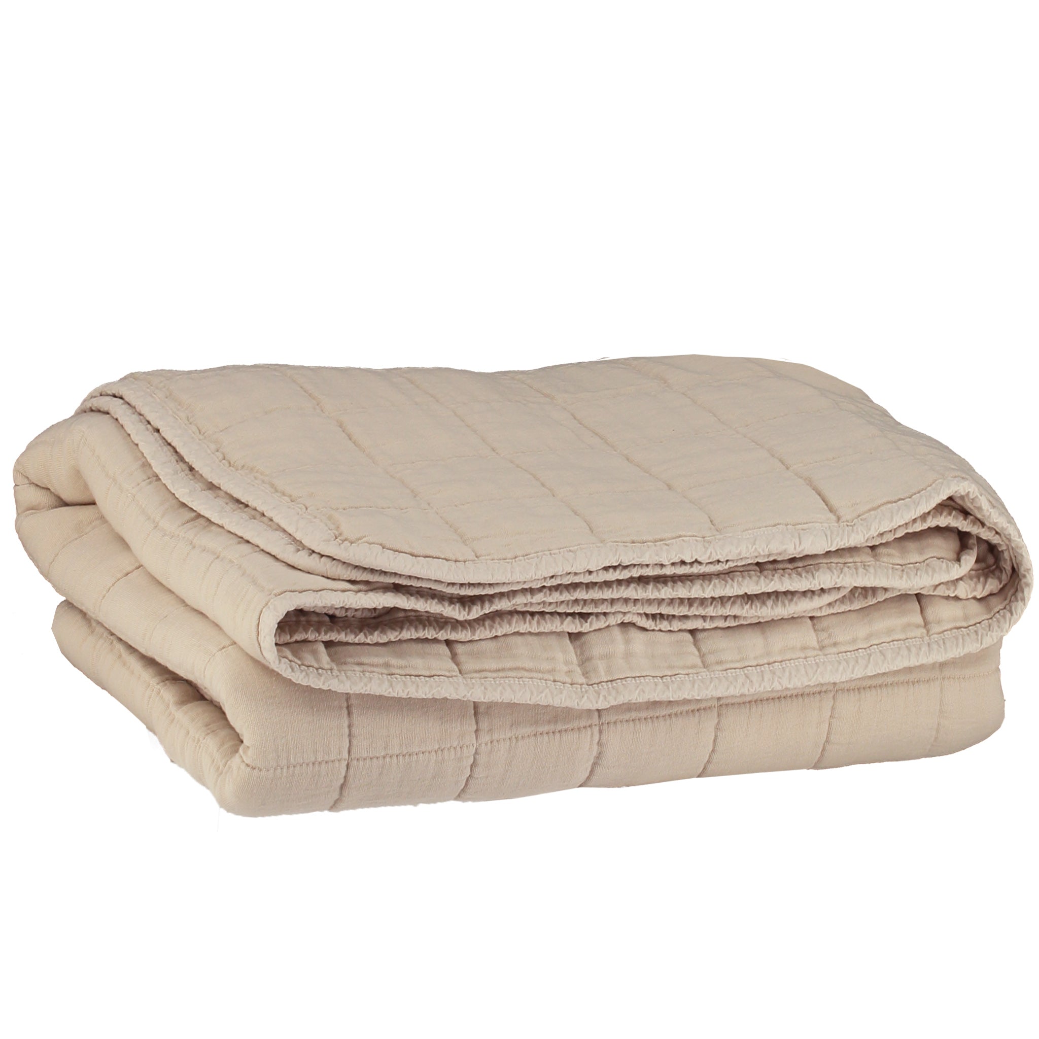 Square Quilted Gauze Blanket - Stone