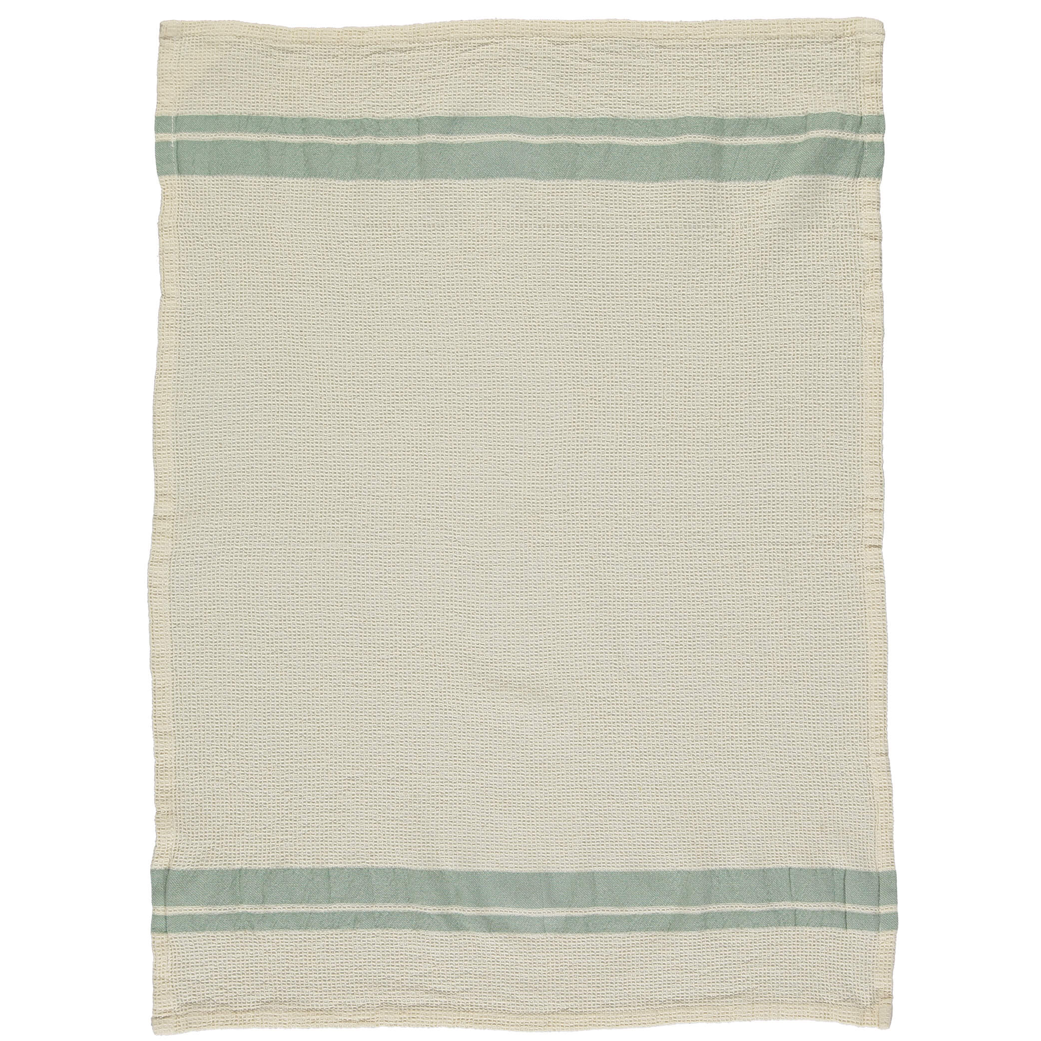 Ecru Sage Stripe Soft Waffle Cotton Towels