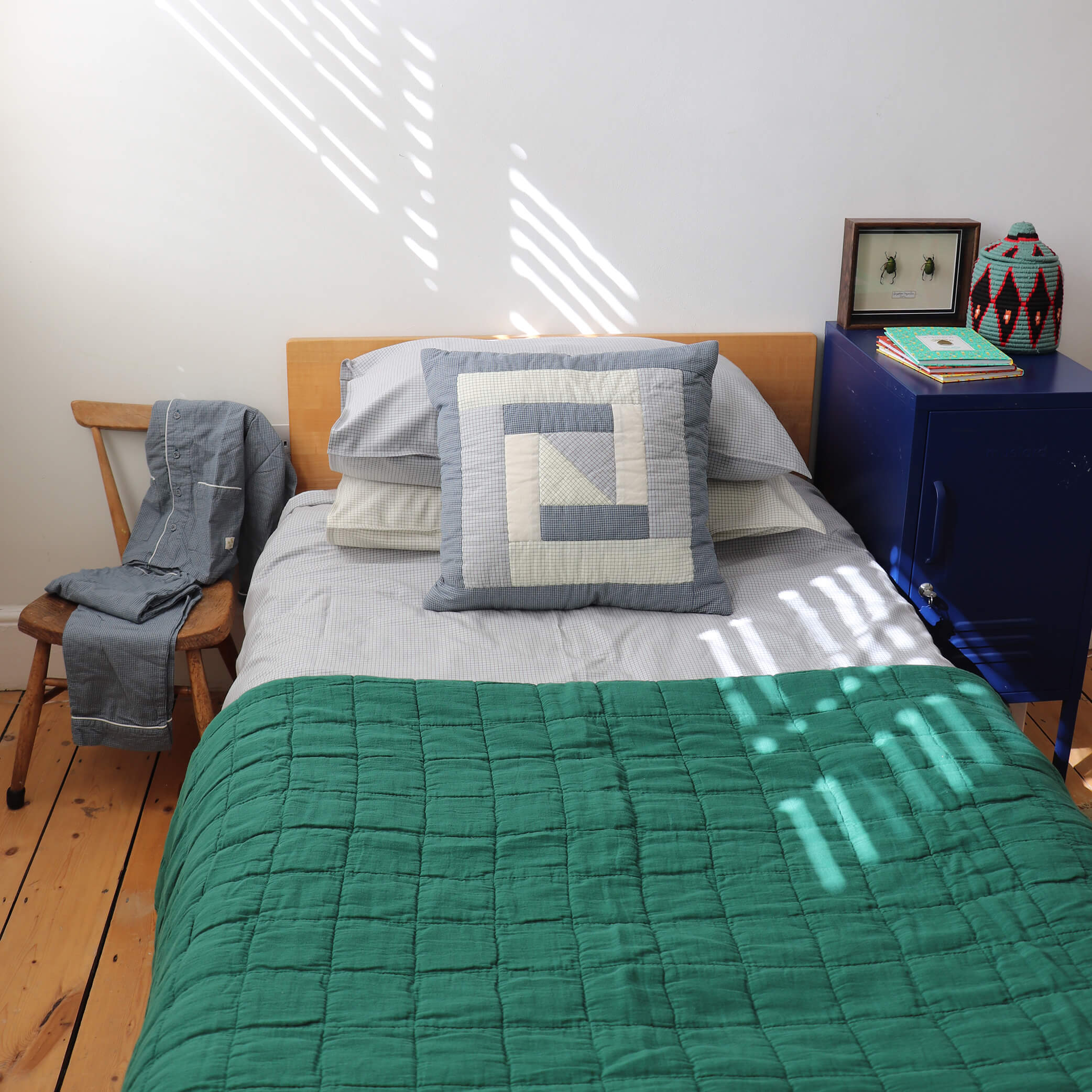 Light Blue + Coco Check Duvet Cover