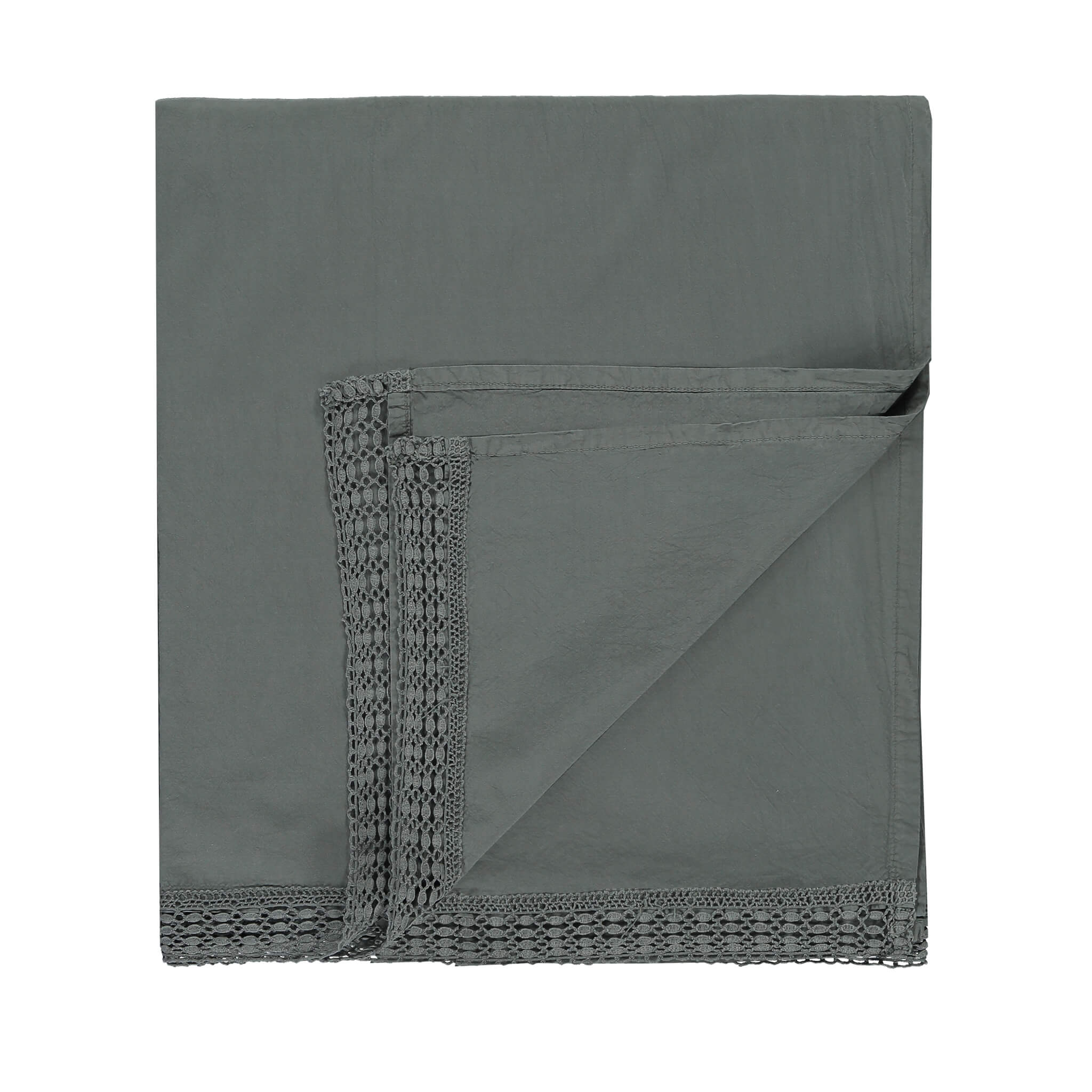 Organic Cotton Percale Lace Petrol Top Flat Sheet