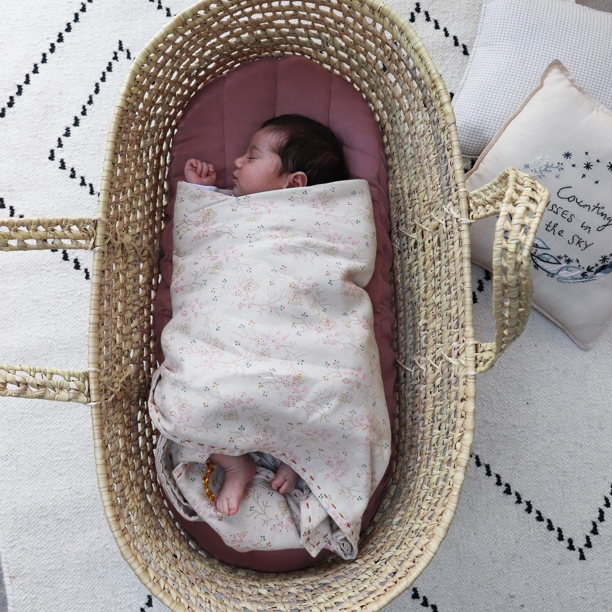 Double Layer Reversible Swaddle - Minako Golden/ Stone