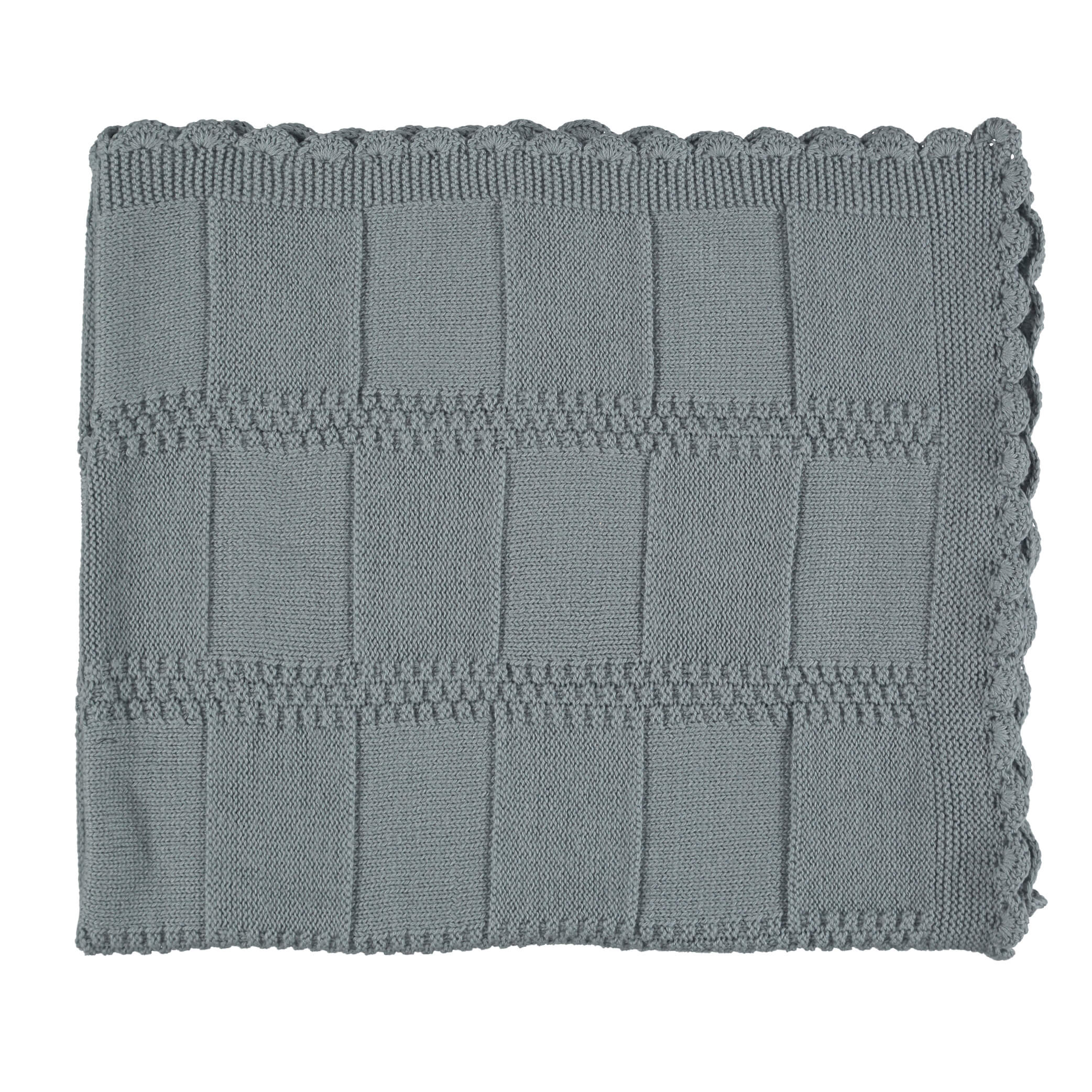 Merino Wool Knitted Baby Blanket - Smokey Blue