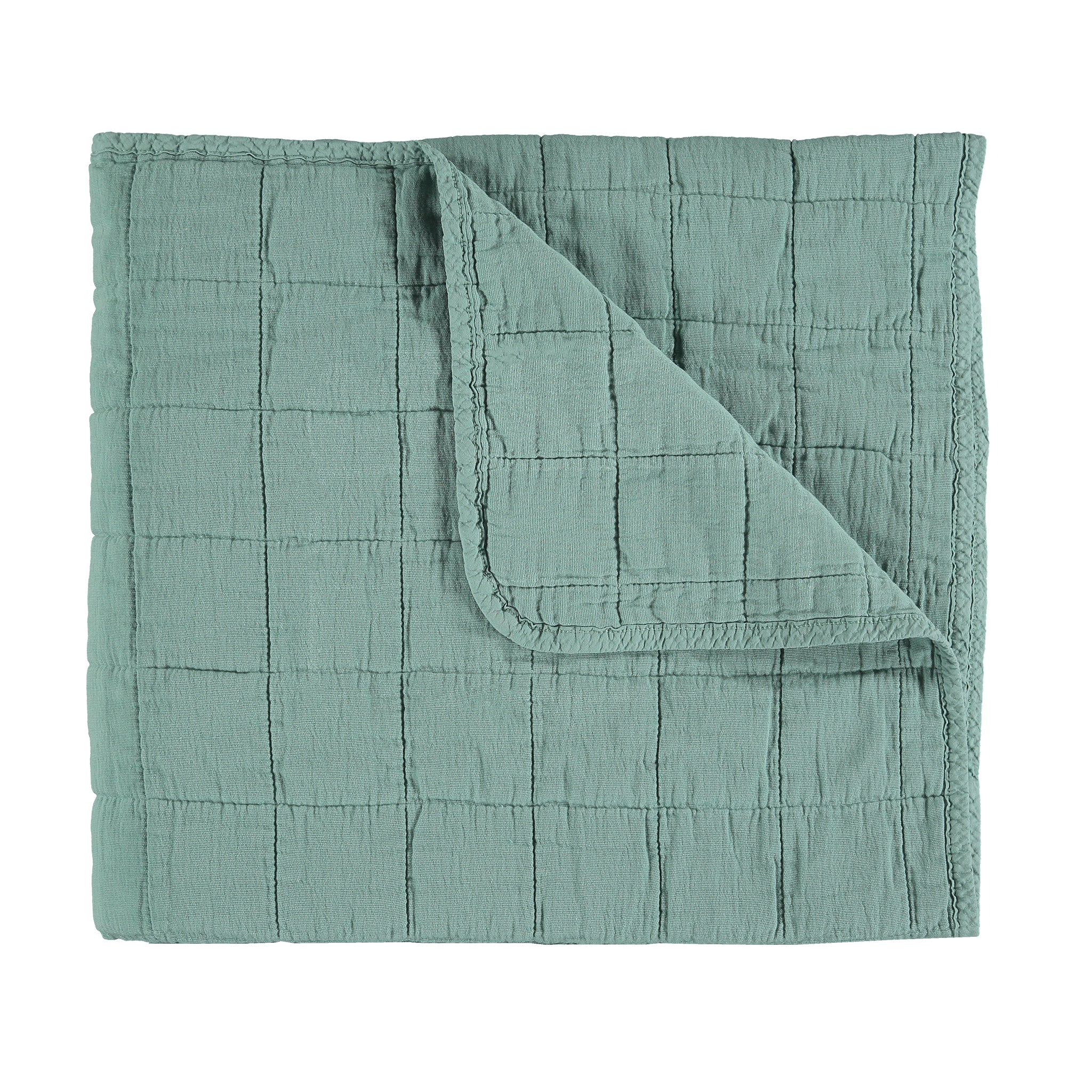 Square Quilted Gauze Blanket - Light Teal