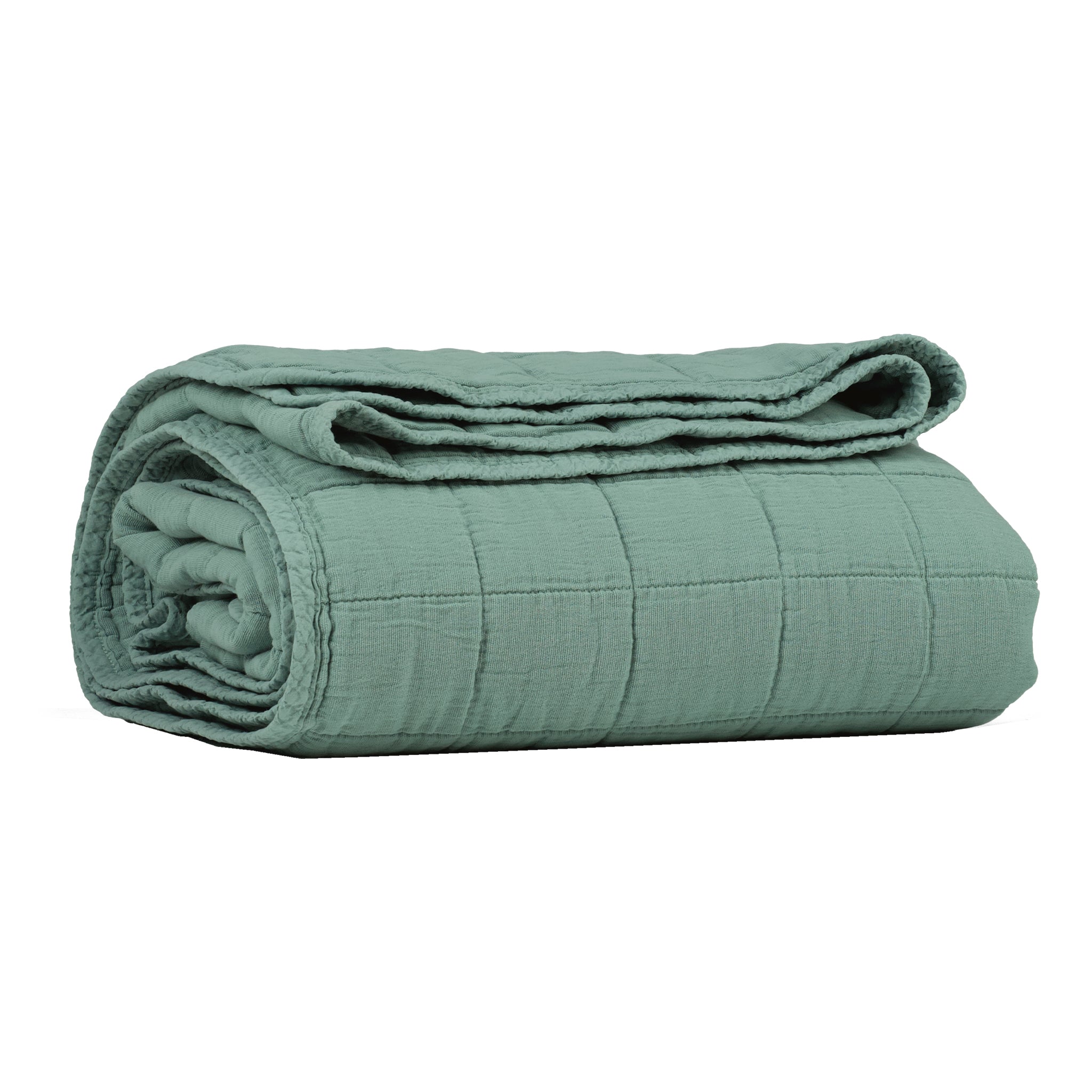 Square Quilted Gauze Blanket - Light Teal