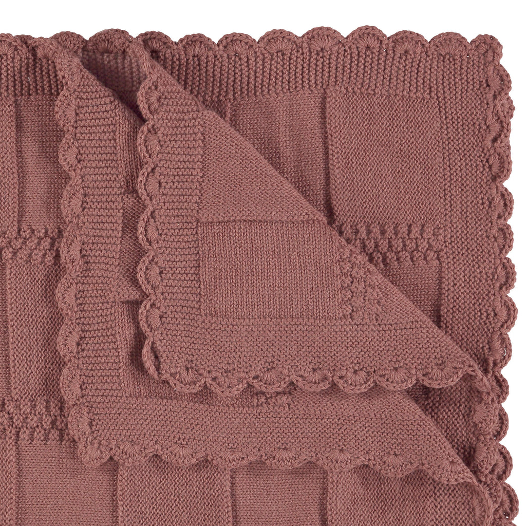Merino Wool Knitted Small Throw - Deep Clay