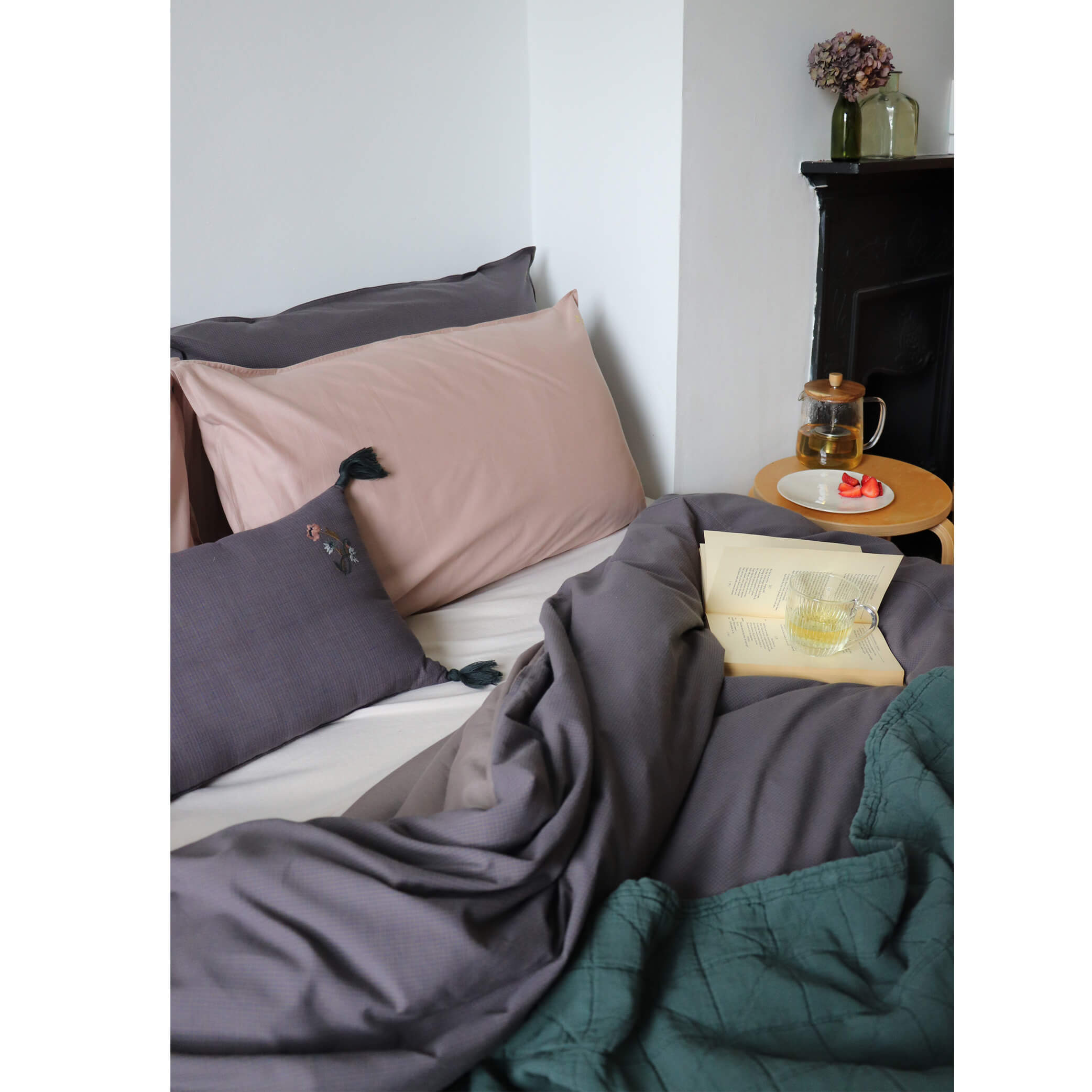 Graph Check Mocha/ Blue Duvet Cover