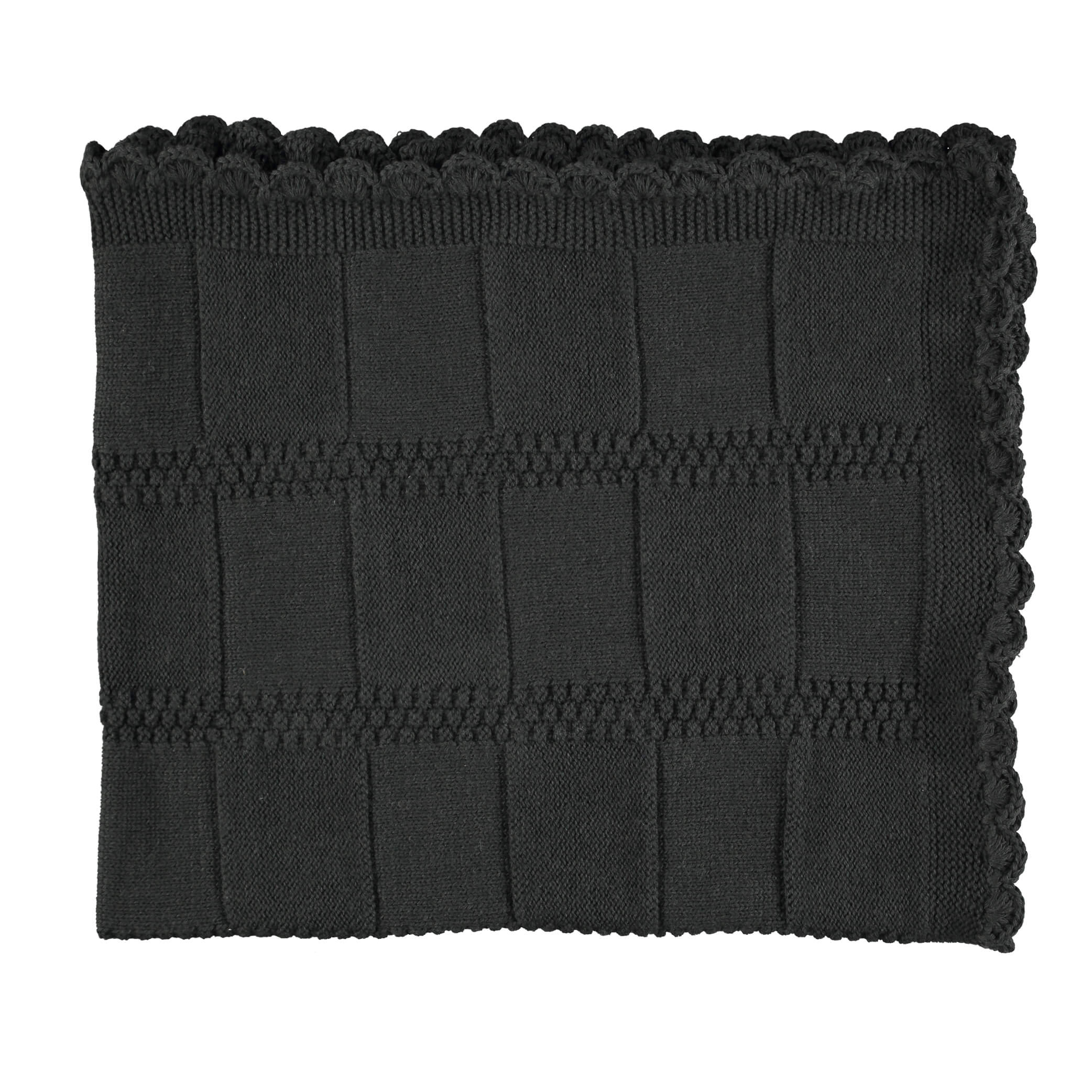 Merino Wool Knitted Baby Blanket - Dark Graphite