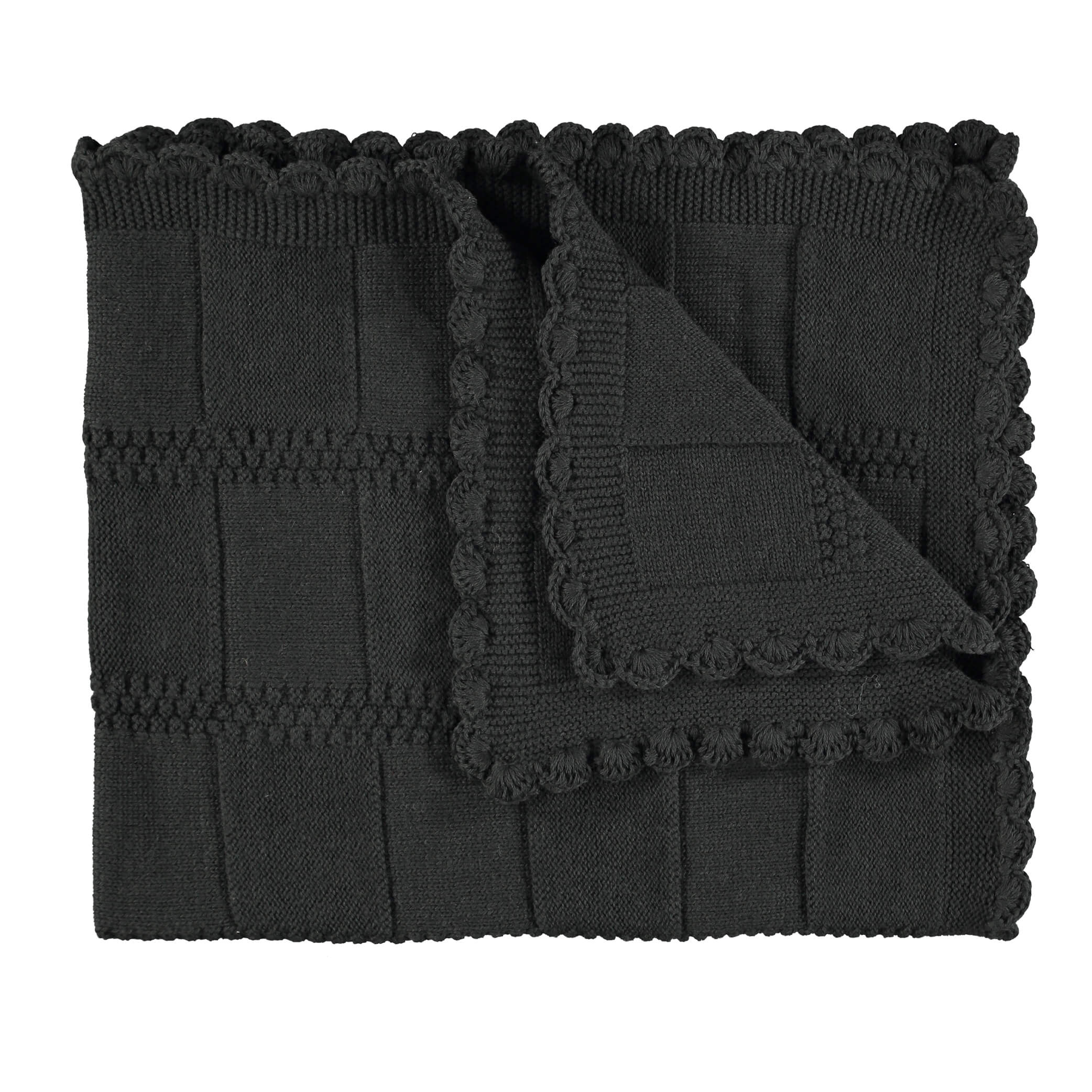 Merino Wool Knitted Baby Blanket - Dark Graphite