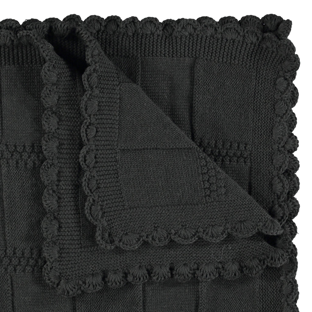 Merino Wool Knitted Small Throw - Dark Graphite