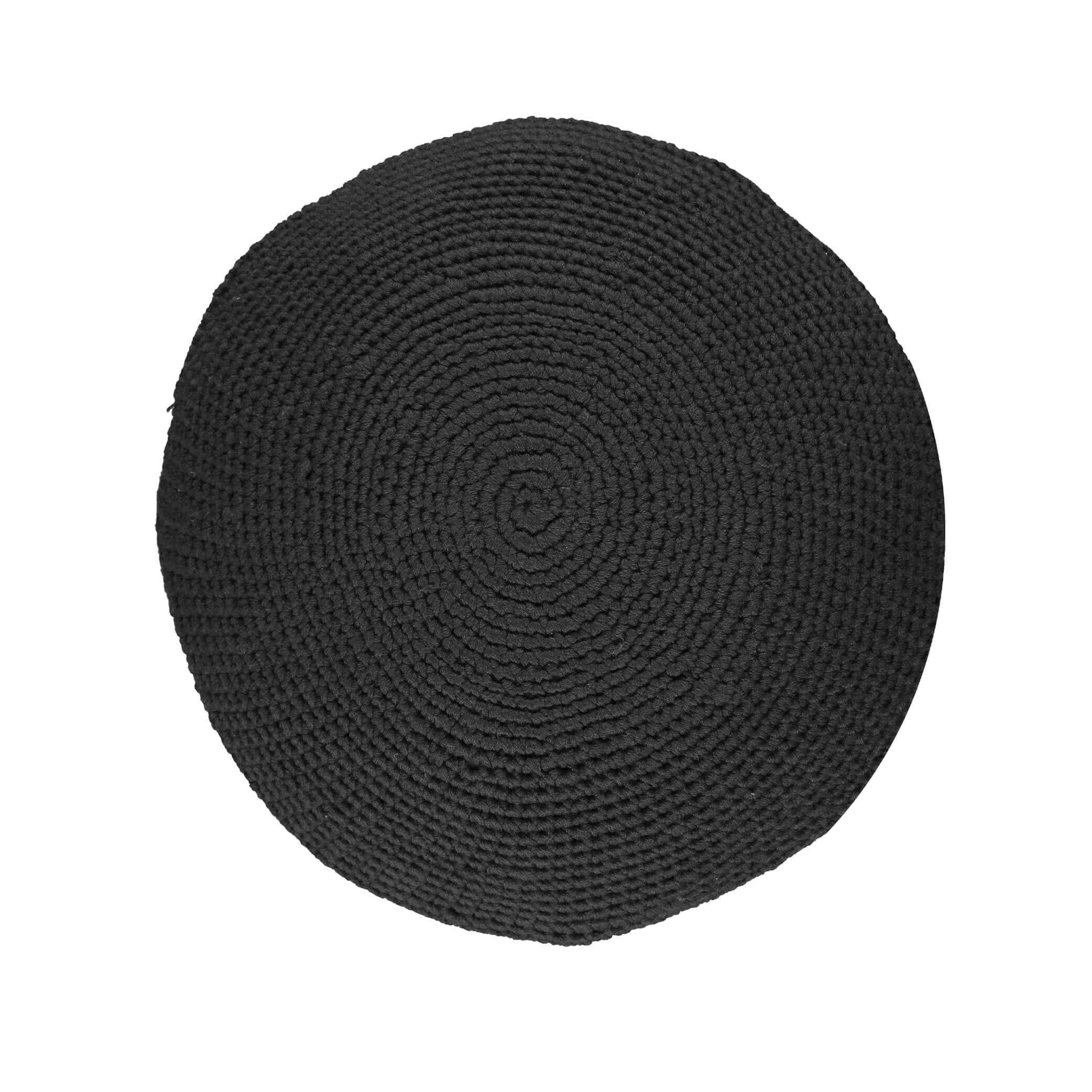 Crochet Circular  Wool Cushion - Dark Graphite