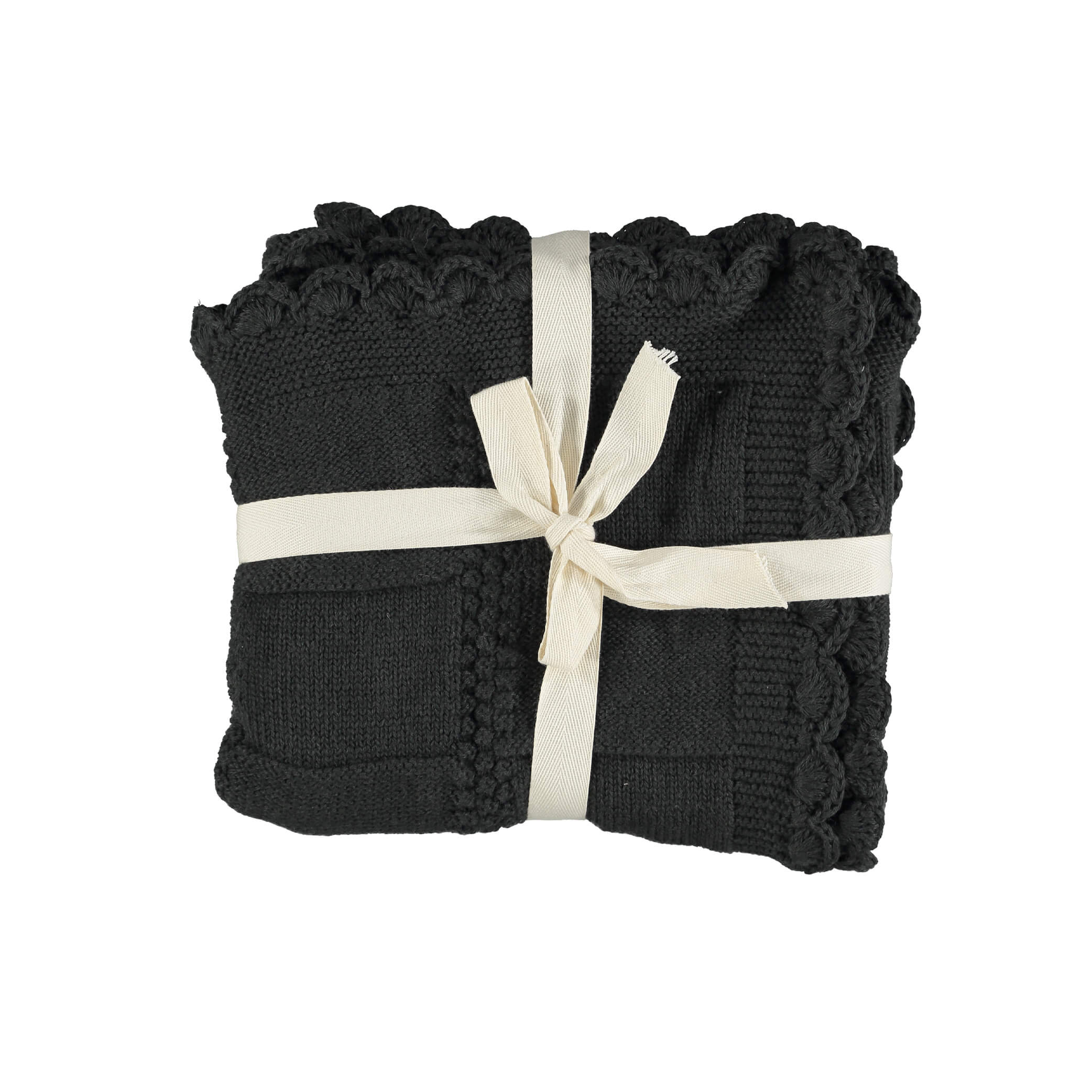 Merino Wool Knitted Baby Blanket - Dark Graphite