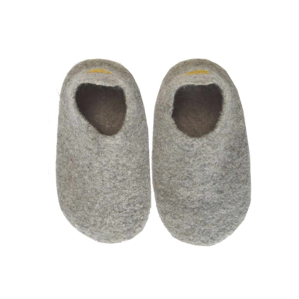 Hand made Boiled Merino Wool Slippers - Mid Grey Marl