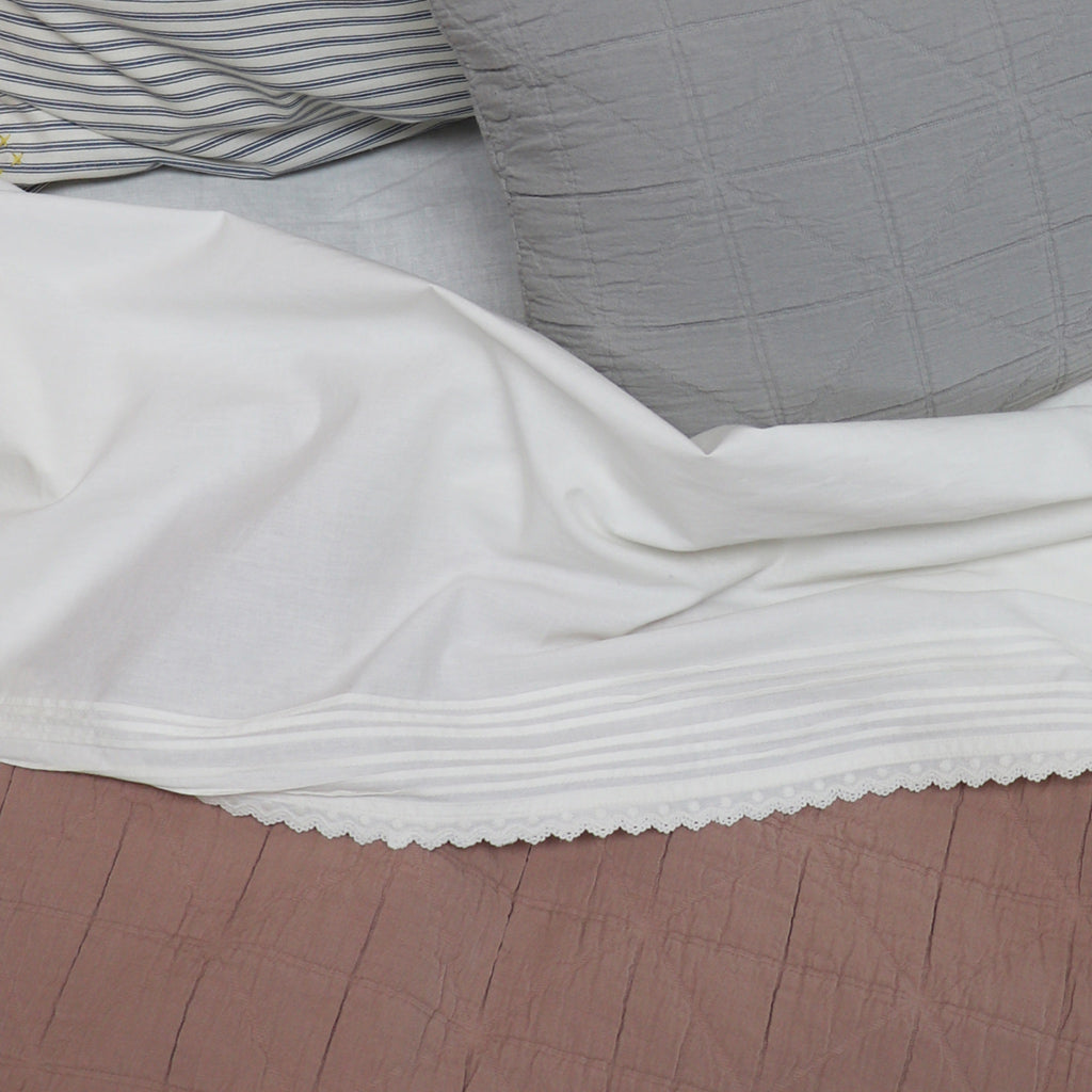 Cotton percale Chalk fitted sheet