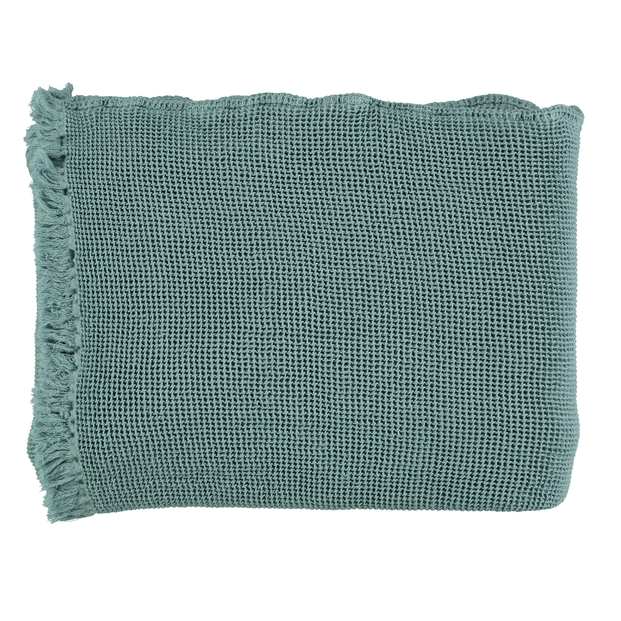 Teal Cotton Waffle Throw