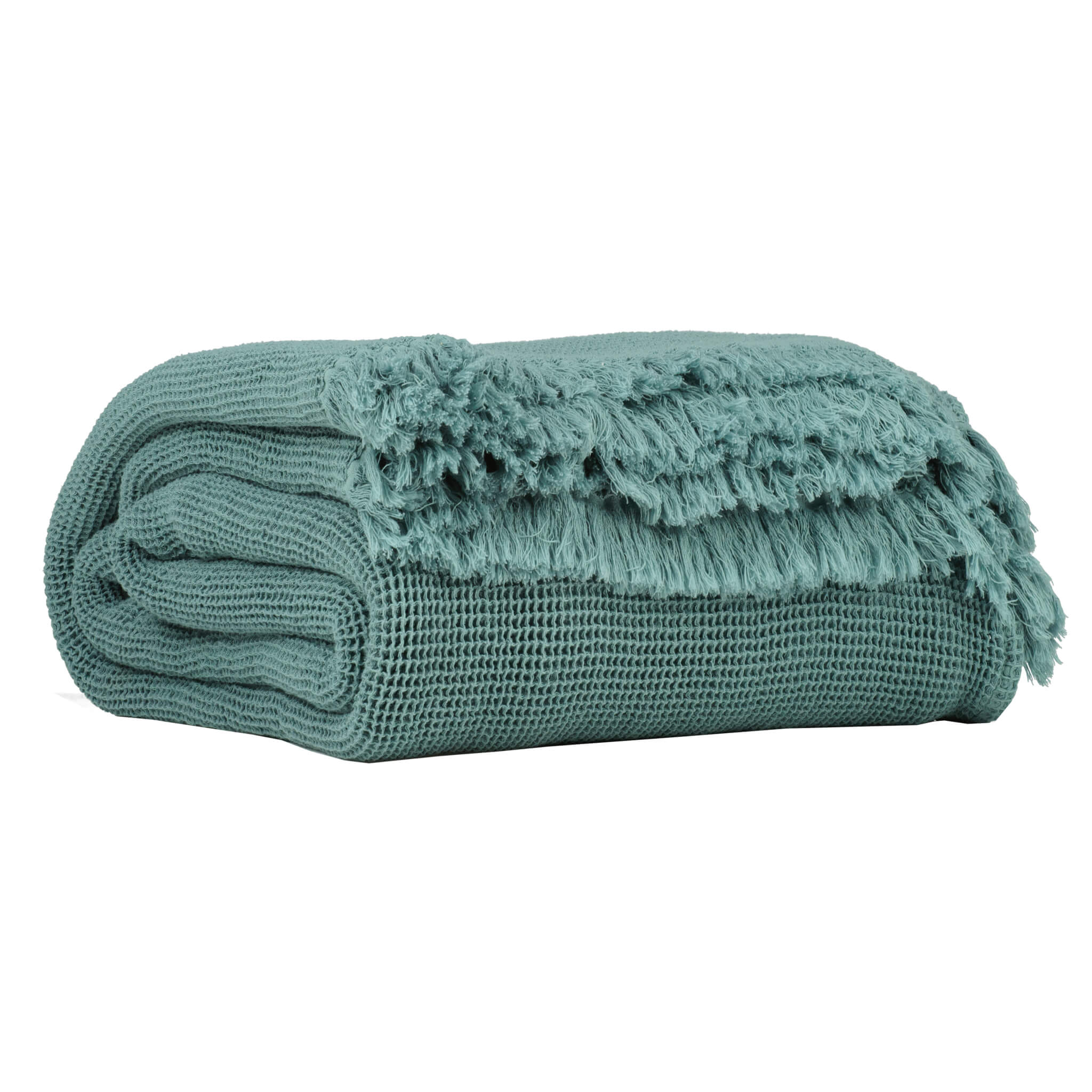 Teal Cotton Waffle Throw